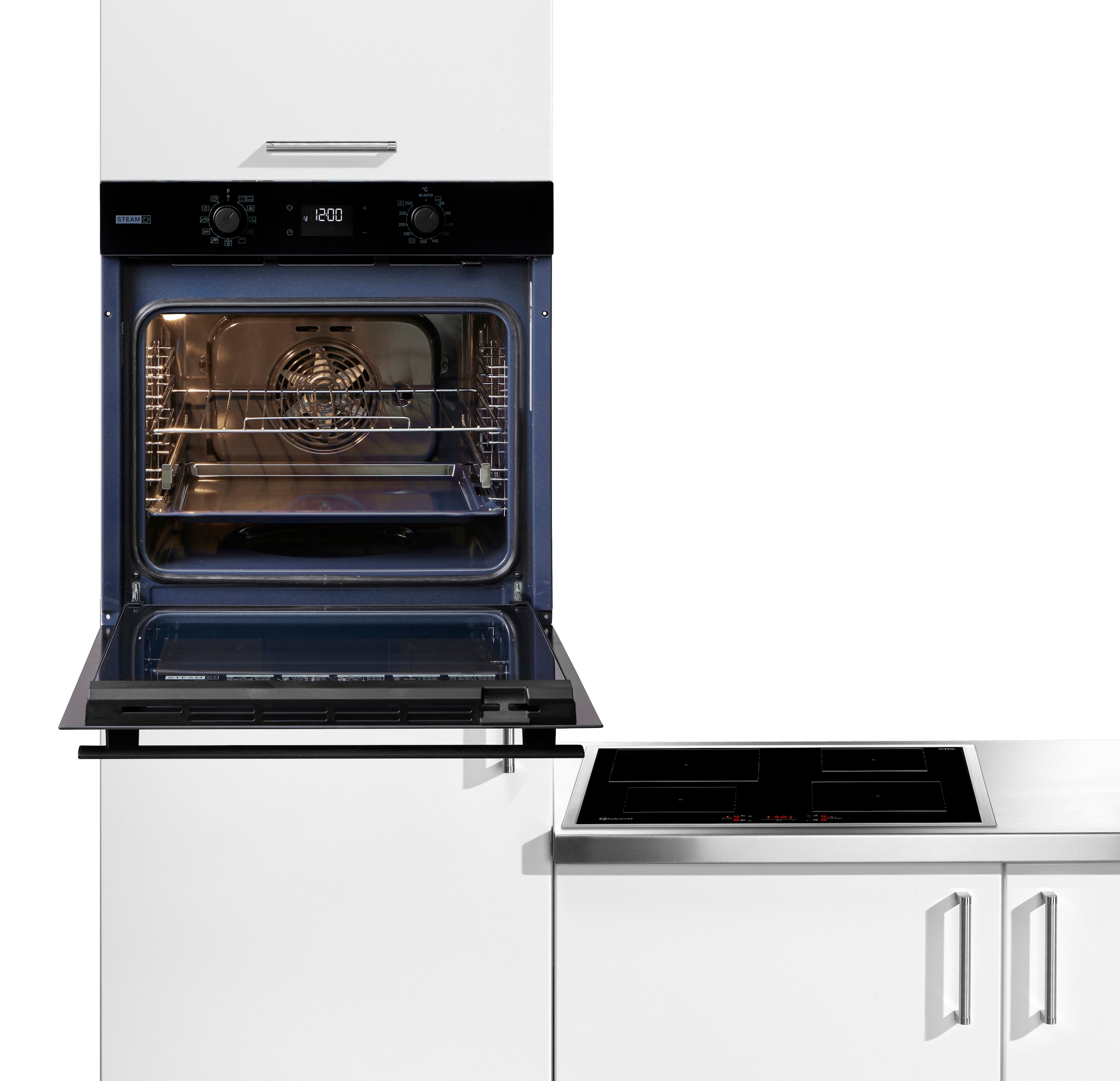 BAUKNECHT Backofen-Set »BAKO 780 Steam IND BL« mit 1-fach-Teleskopauszug Hydrolyse Set, 2 Stk. tlg. GentleSteam - für ein saftiges Inneres und ein knuspriges Äußeres