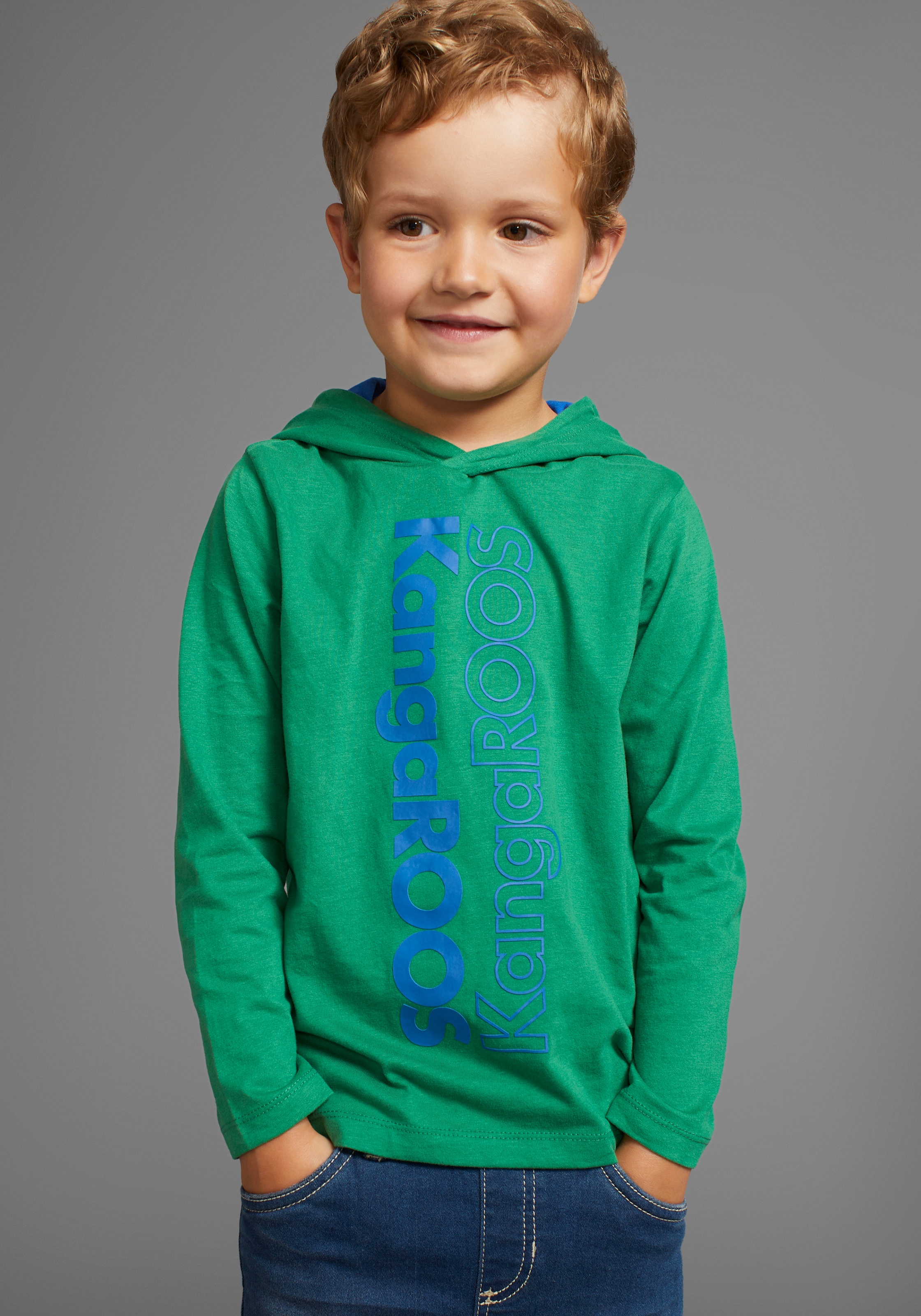 Kapuzenshirt »Kleine Jungen«, Langarm, Basic-Passform, bedruckt, aus 100% Baumwolle