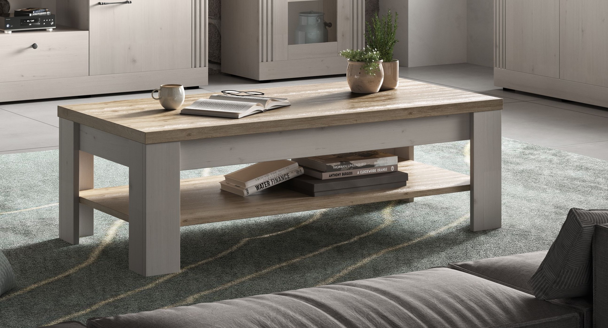 Home affaire Couchtisch »Country 110 x 68 cm, Wohnzimmertisch mit Ablageboden,«, Sofatisch, zweifarbig, rechteckig, Tischplattenstärke 38 mm