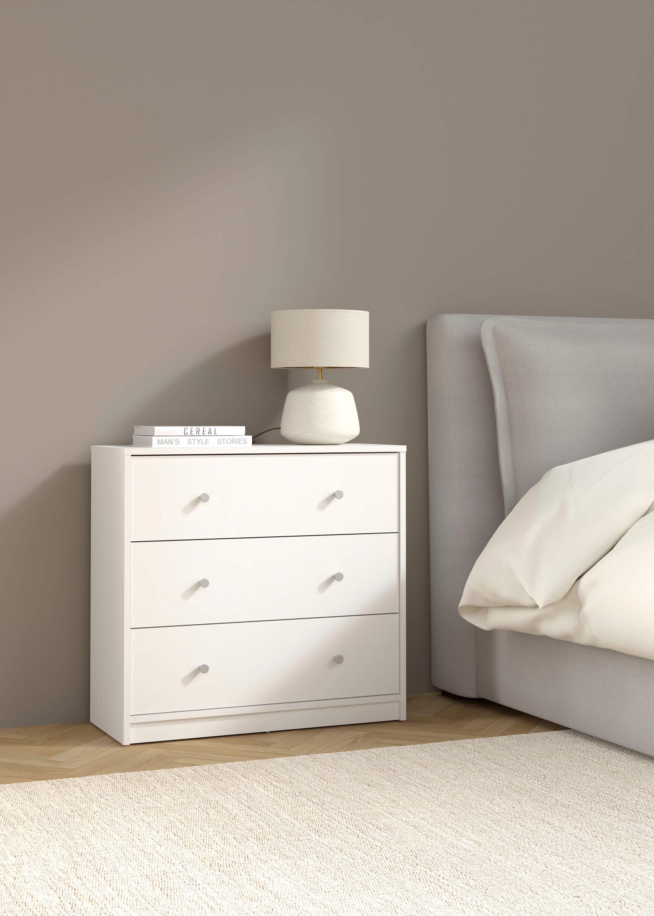 Home affaire Schubkastenkommode Stauraum, Knopfgriffe, einfache Selbstmontage, 72,4 x 68,3 x 30,1 cm