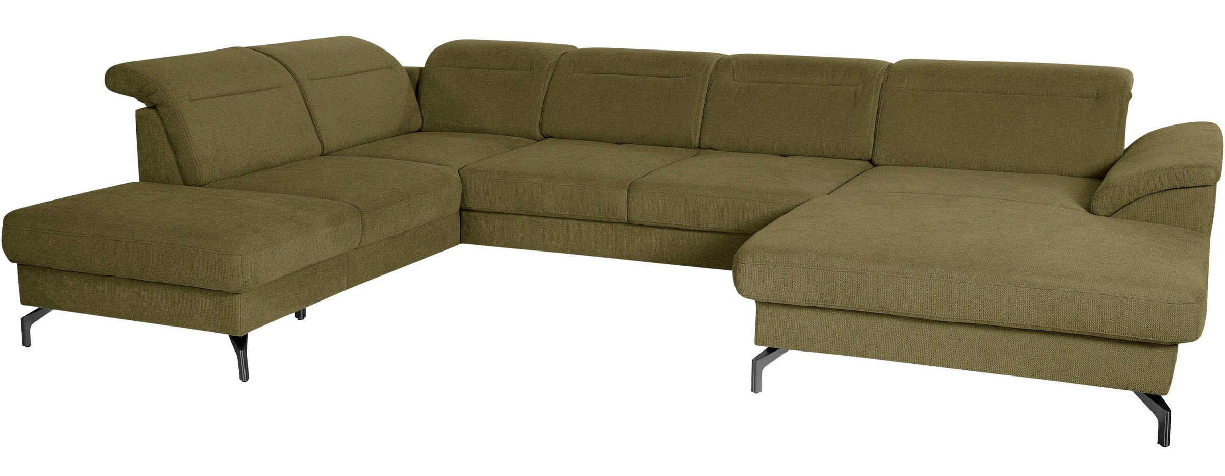 sit&more Wohnlandschaft »Percy U-Form«, 15 cm Fußhöhe, Sitztiefenverstellung, wahlweise in 2 Fußfarben