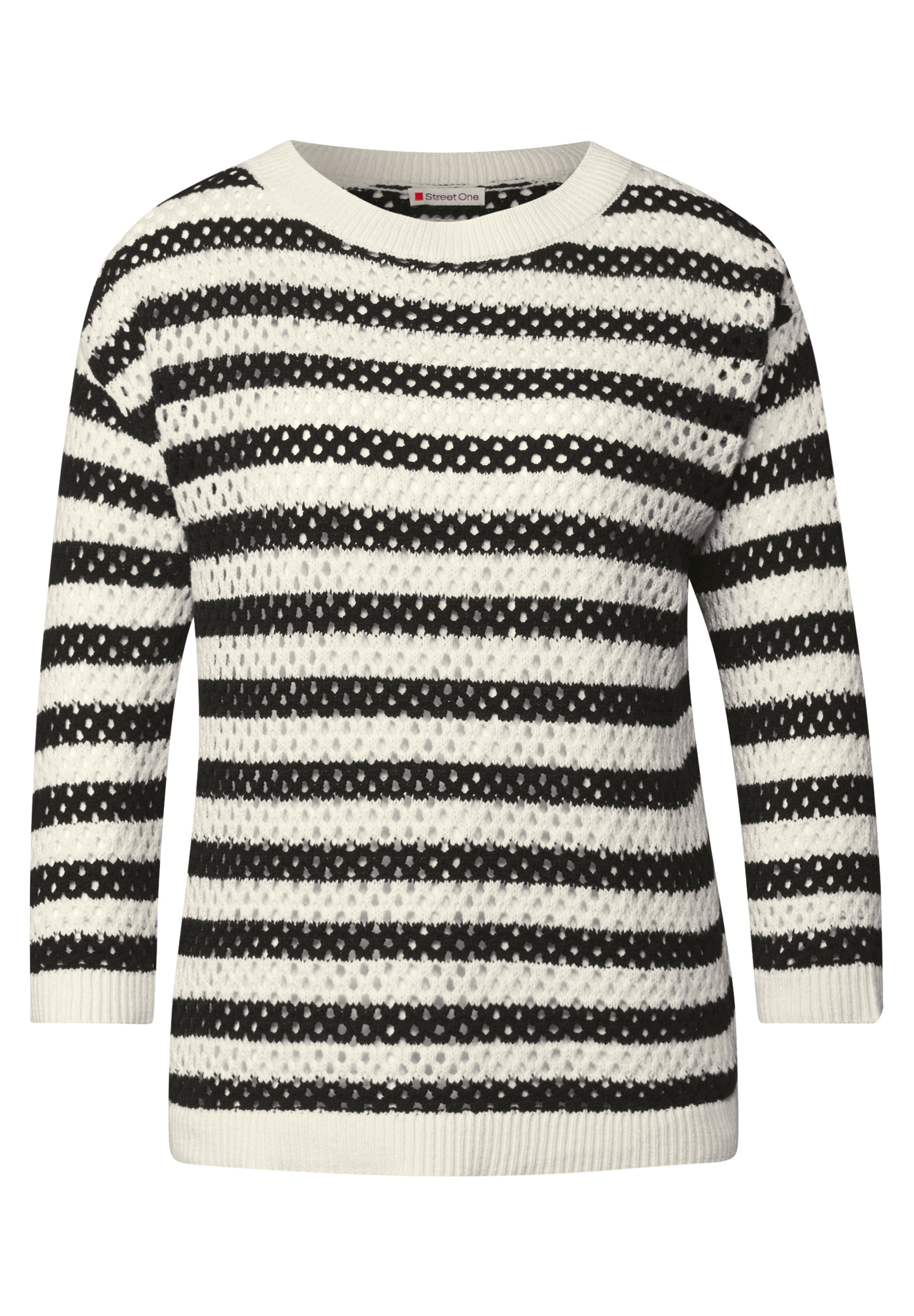 STREET ONE 3/4 Arm-Pullover, mit Streifen und Lochmuster
