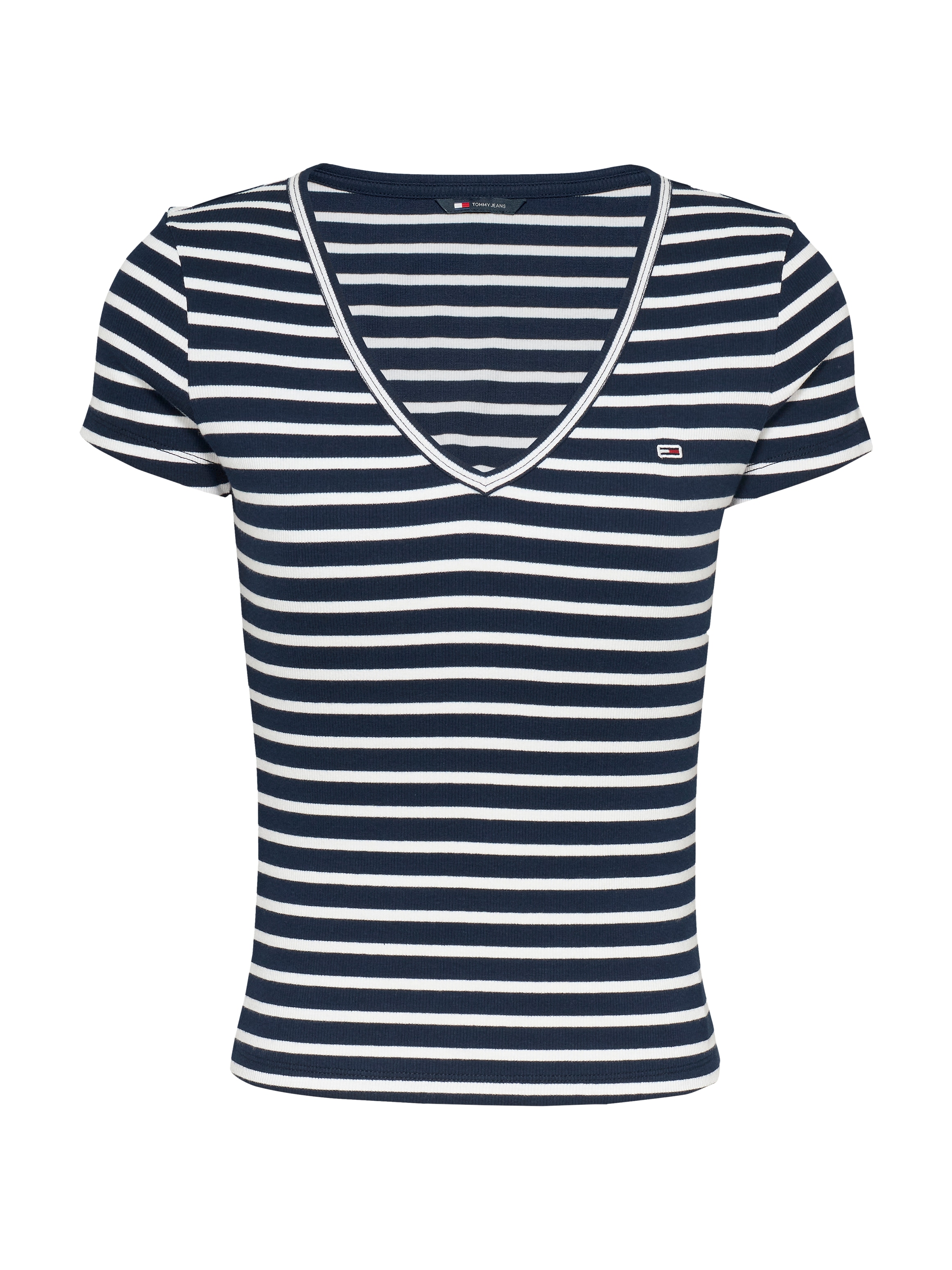 Tommy Jeans T-Shirt »TJW SLIM ESSENTIAL RIB V SS«, mit Logostickerei