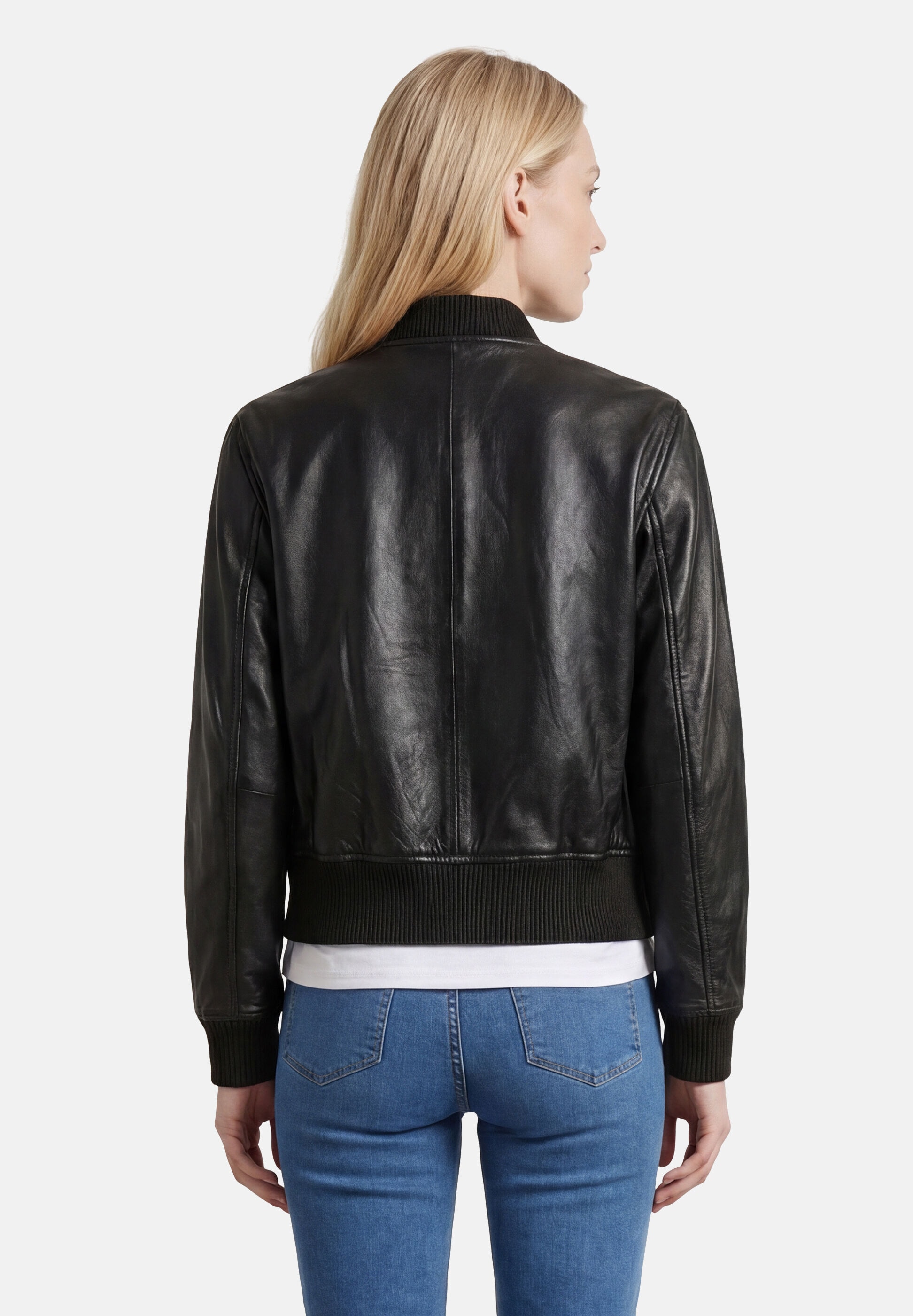 Apple of Eden Lederjacke »Apple of Eden Lederjacke« ohne Kapuze mit Rippbündchen an den Ärmeln