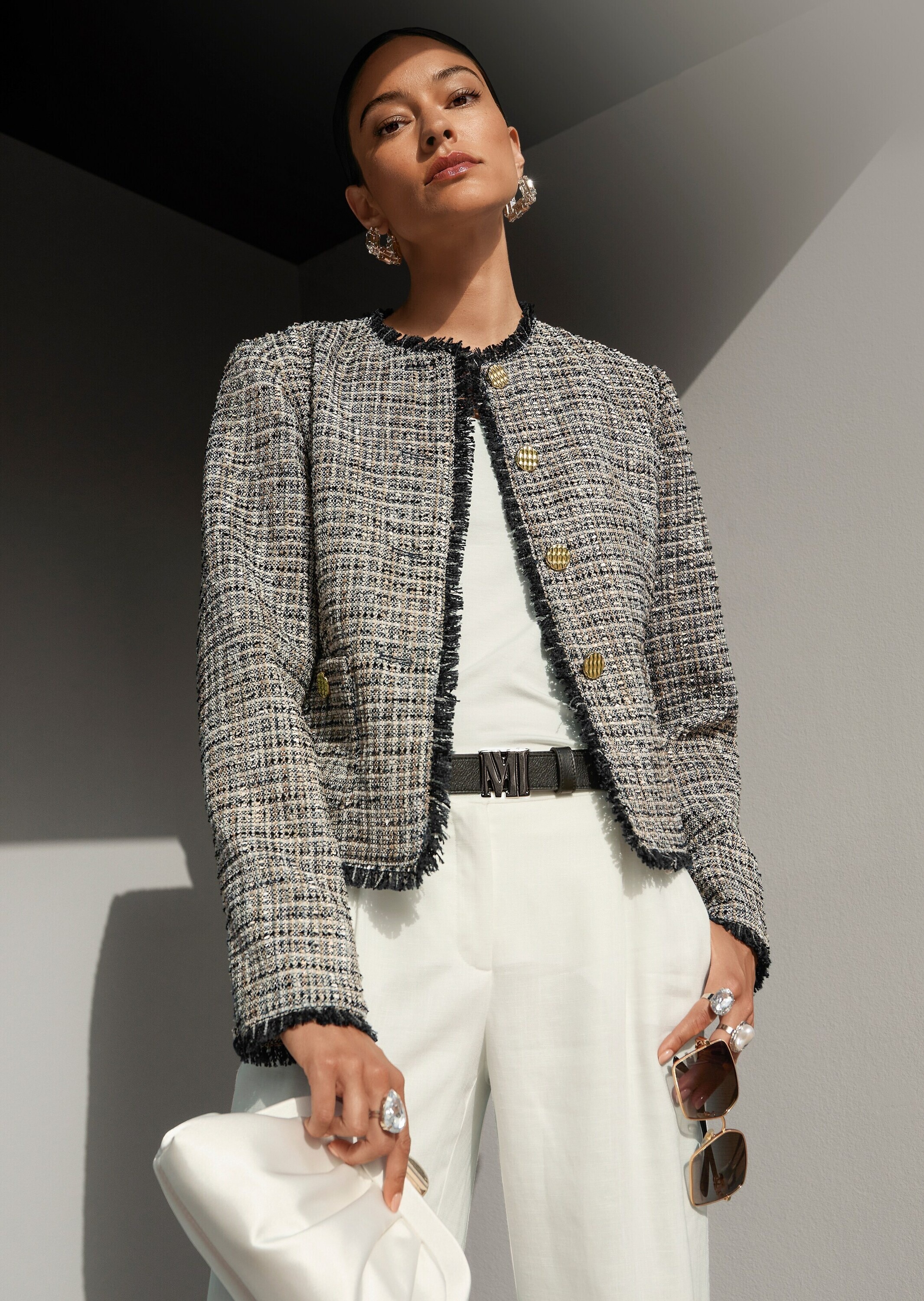 MADELEINE Jackenblazer »Blazer Tweed-Blazer mit Fransendetails« Tweed Blazer mit Fransendetails