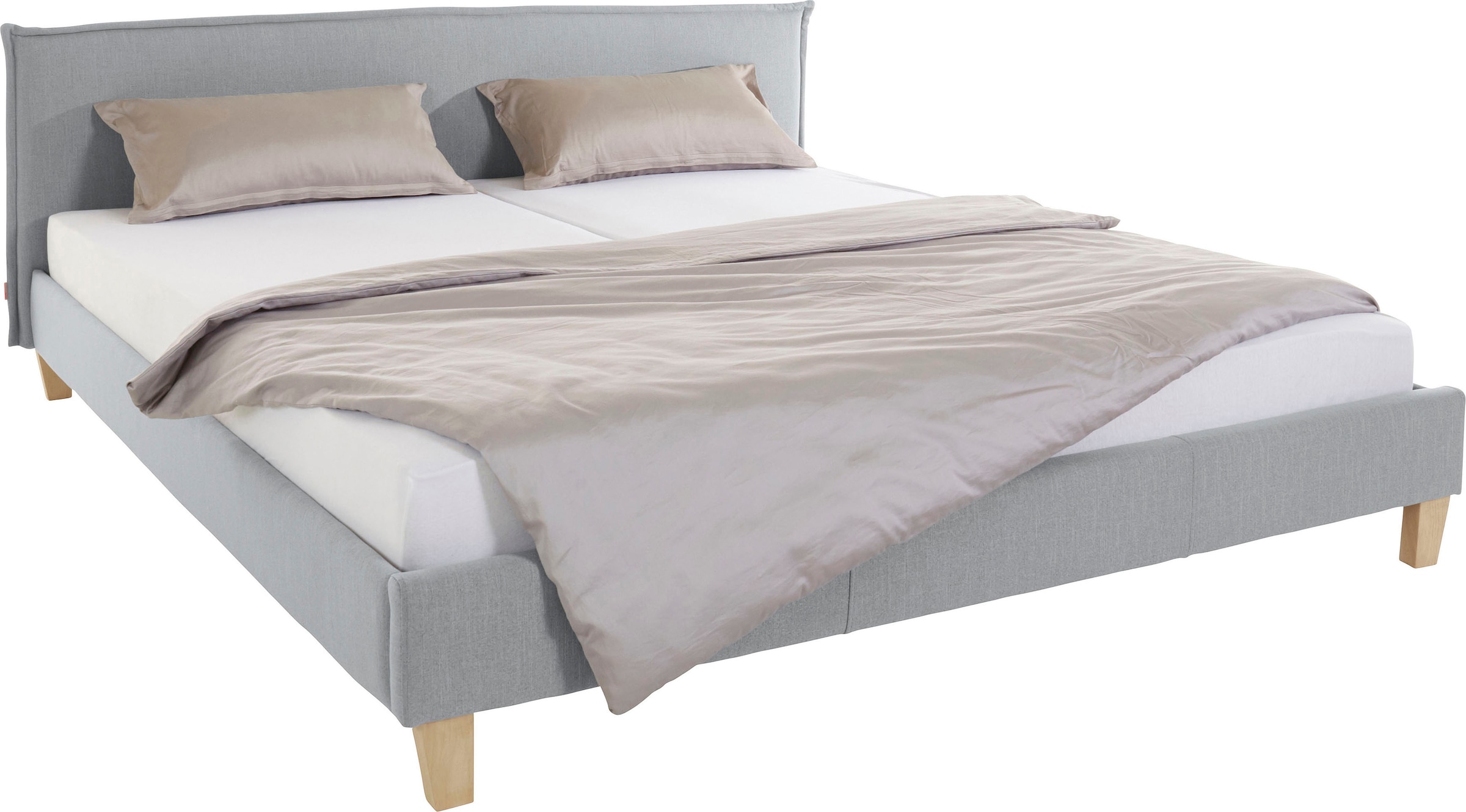 OTTO products Polsterbett »Heddi«, in 5 Breiten: von 90cm-200cm, Biese am Kopfteil, Strukturstoff