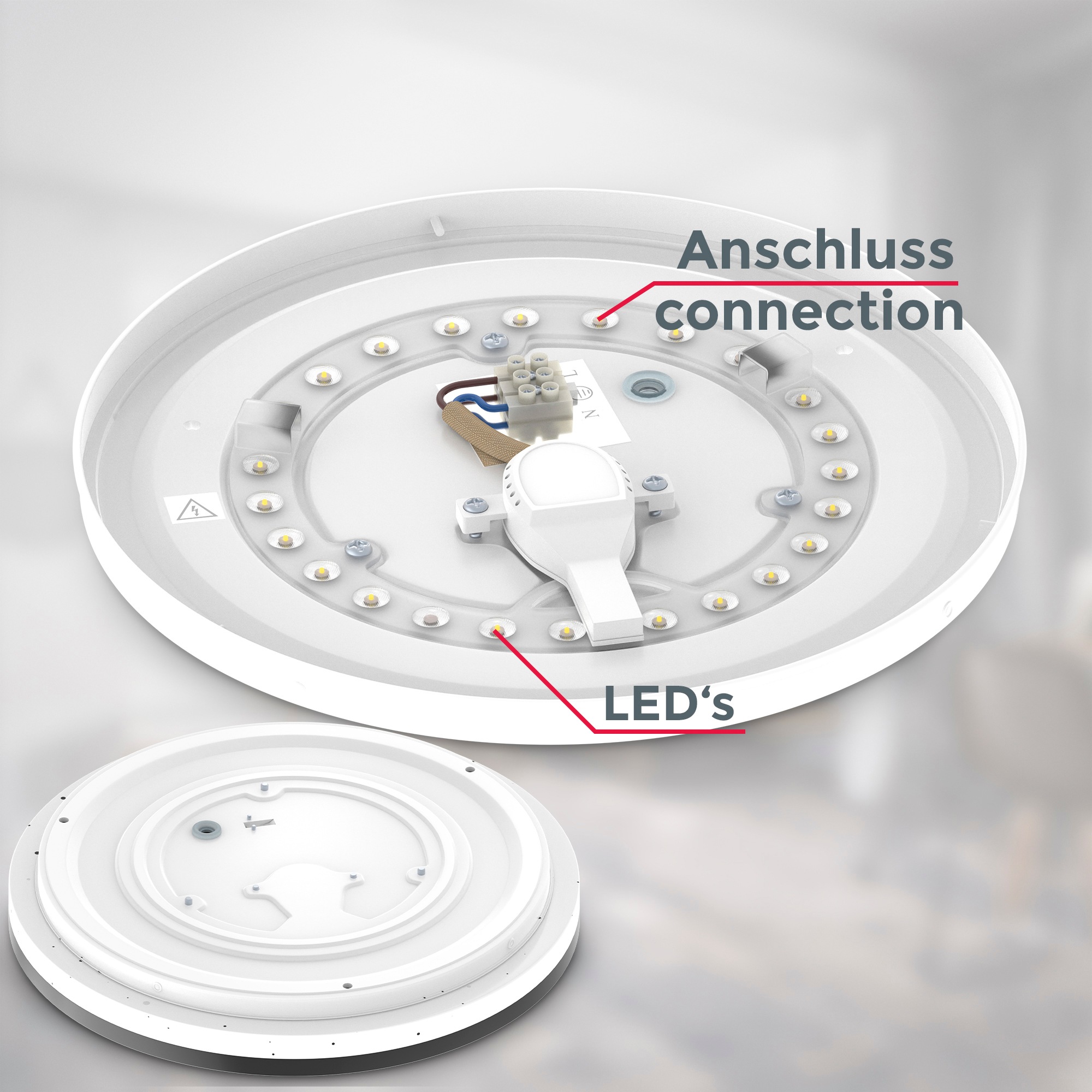 B.K.Licht LED Deckenleuchte »BK_DL1523 LED Deckenlampe, Sternenhimmel, Ø33cm, Neutralweißes Licht«, 1 flammig, Leuchtmittel LED-Modul | LED fest integriert, 18W, 4.000K, 1.800Lm, Indirektes Licht, Backlight, Schwarz