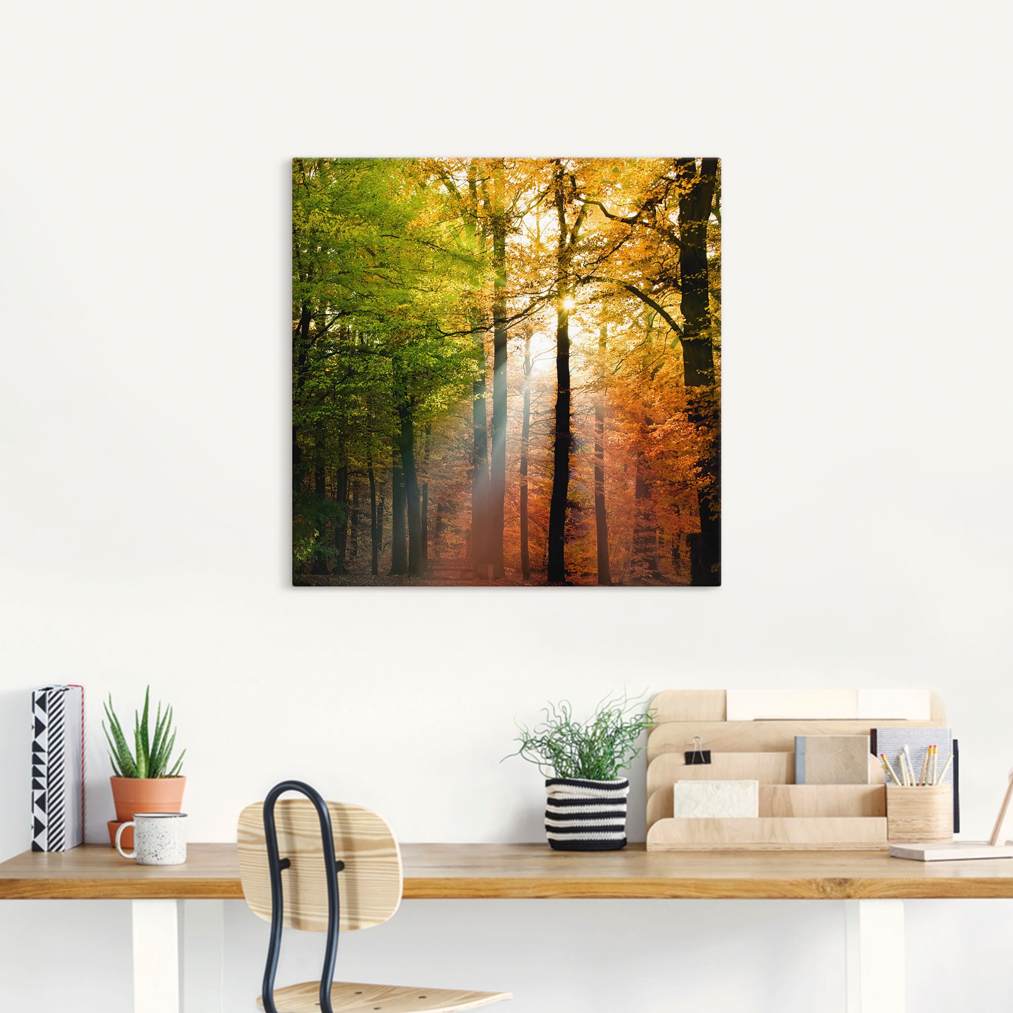 Artland Wandbild »Schöner Herbsttag 2« Wald 1 Stk. tlg. als Alubild, Outdoorbild, Leinwandbild, Poster in verschied. Größen