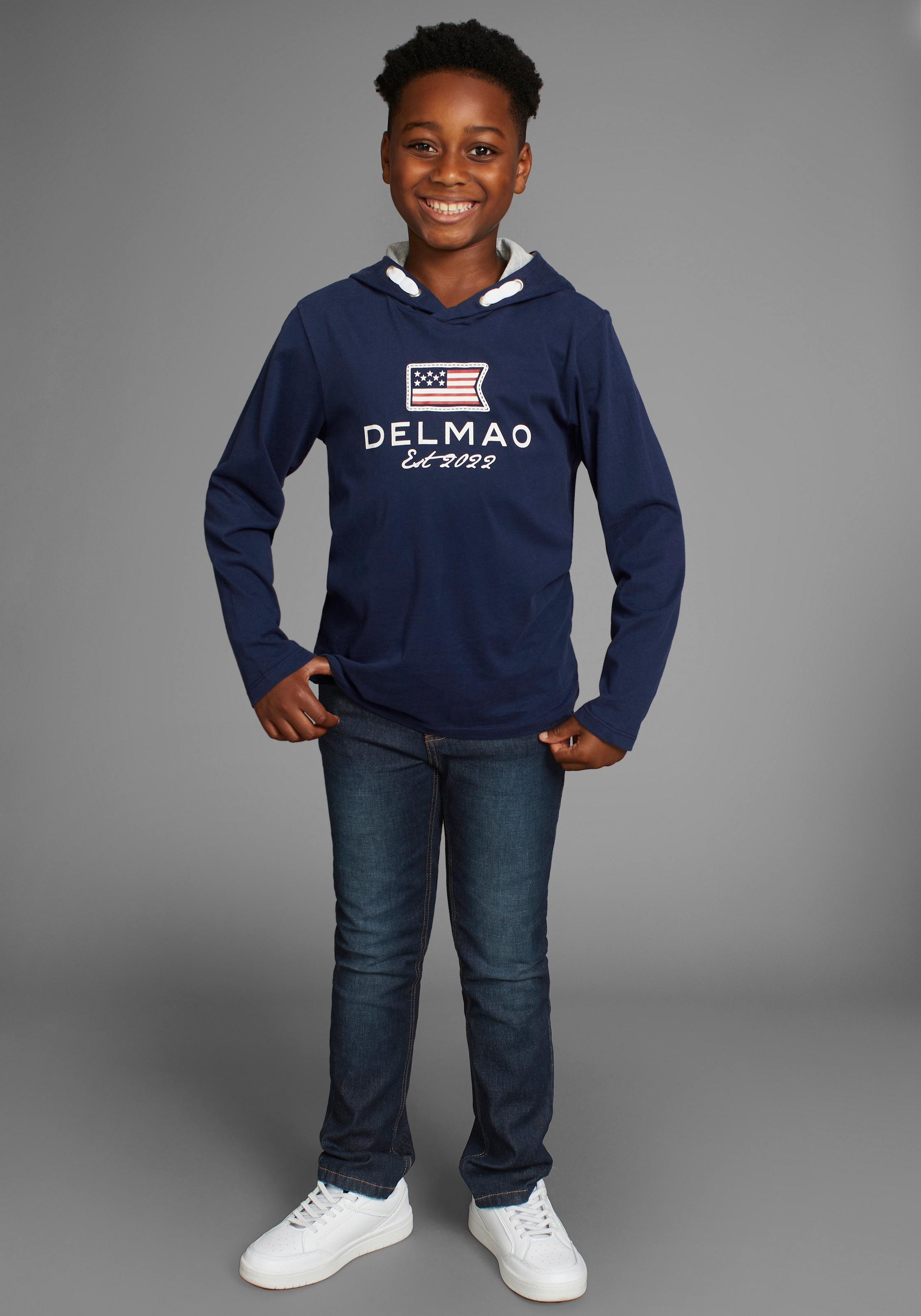 DELMAO Stretch-Jeans »Straight-fit Jeans für Jungen« elastisches Material,  Used-Look-Waschung,  niedrige Leibhöhe