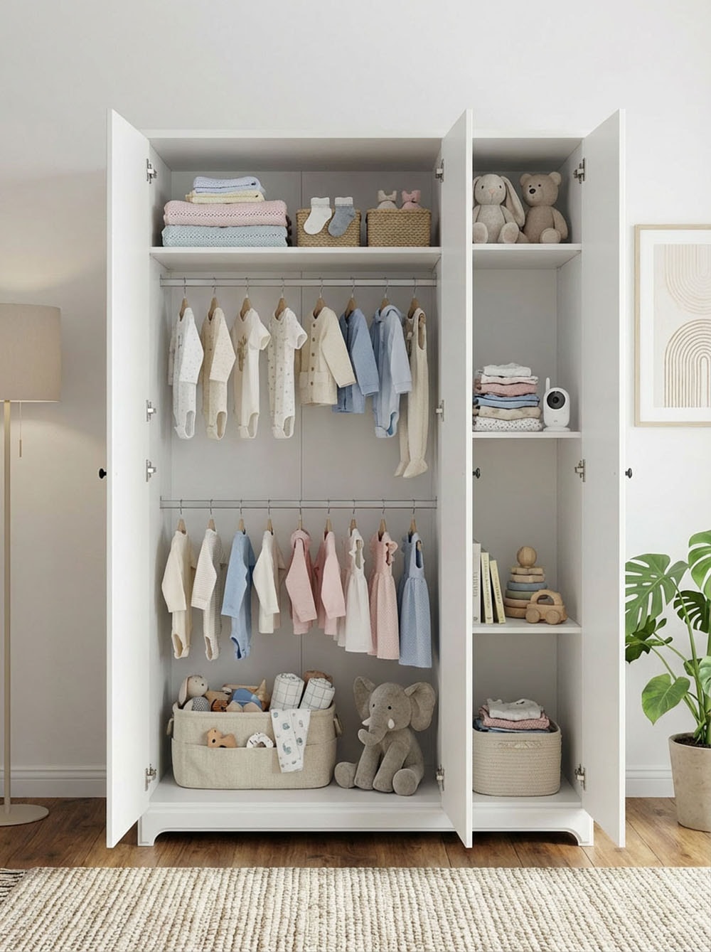 arthur berndt Babyzimmer-Komplettset »Thilo« Set, Kinderbett, Schrank, Wickelkommode, 3 Stk. tlg. Made in Germany; mit Kinderbett, Schrank und Wickelkommode