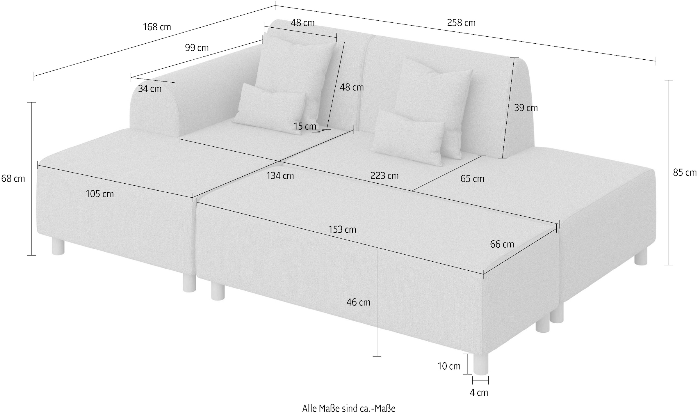 INOSIGN Ecksofa »Suyala«, L-Form mit Hocker