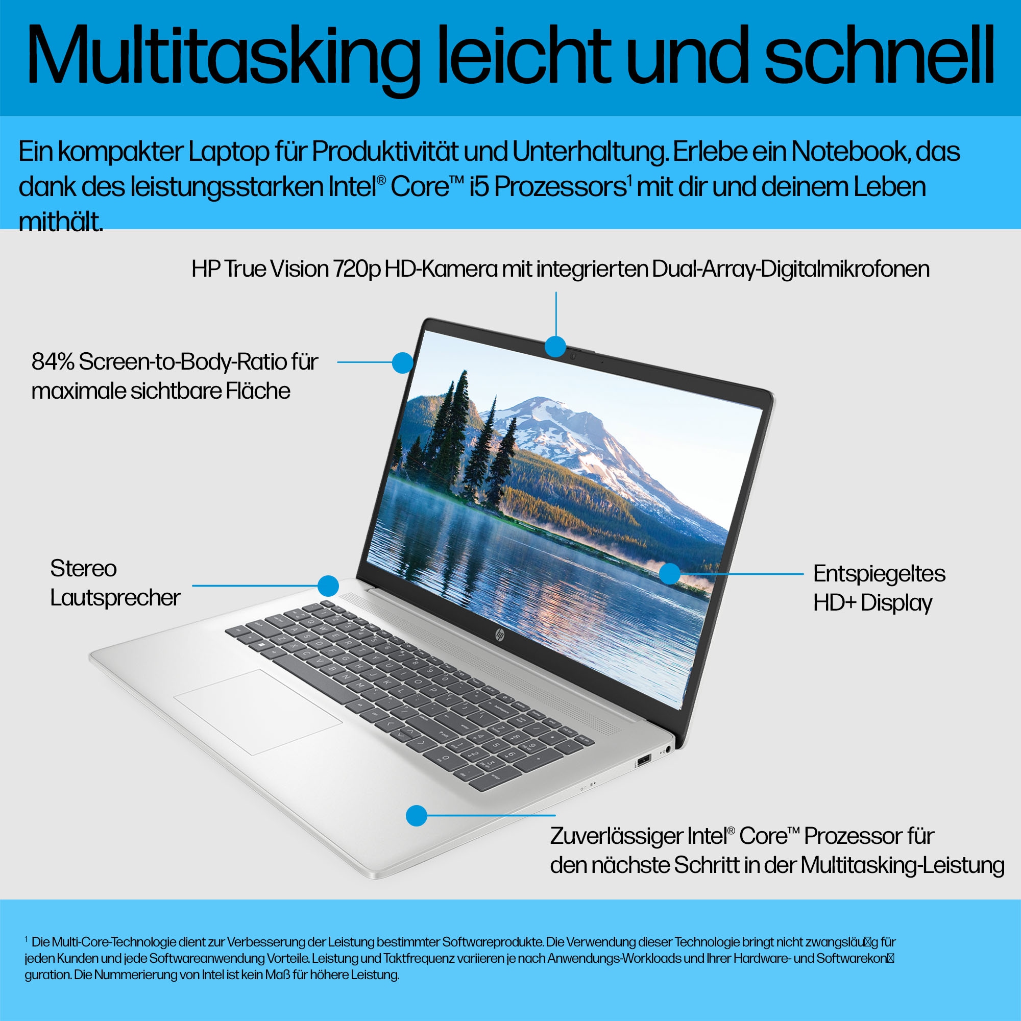 HP Notebook »17-cn3264ng«, 43,9 cm, / 17,3 Zoll, Intel, Core i5, Iris Xe Graphics, 512 GB SSD