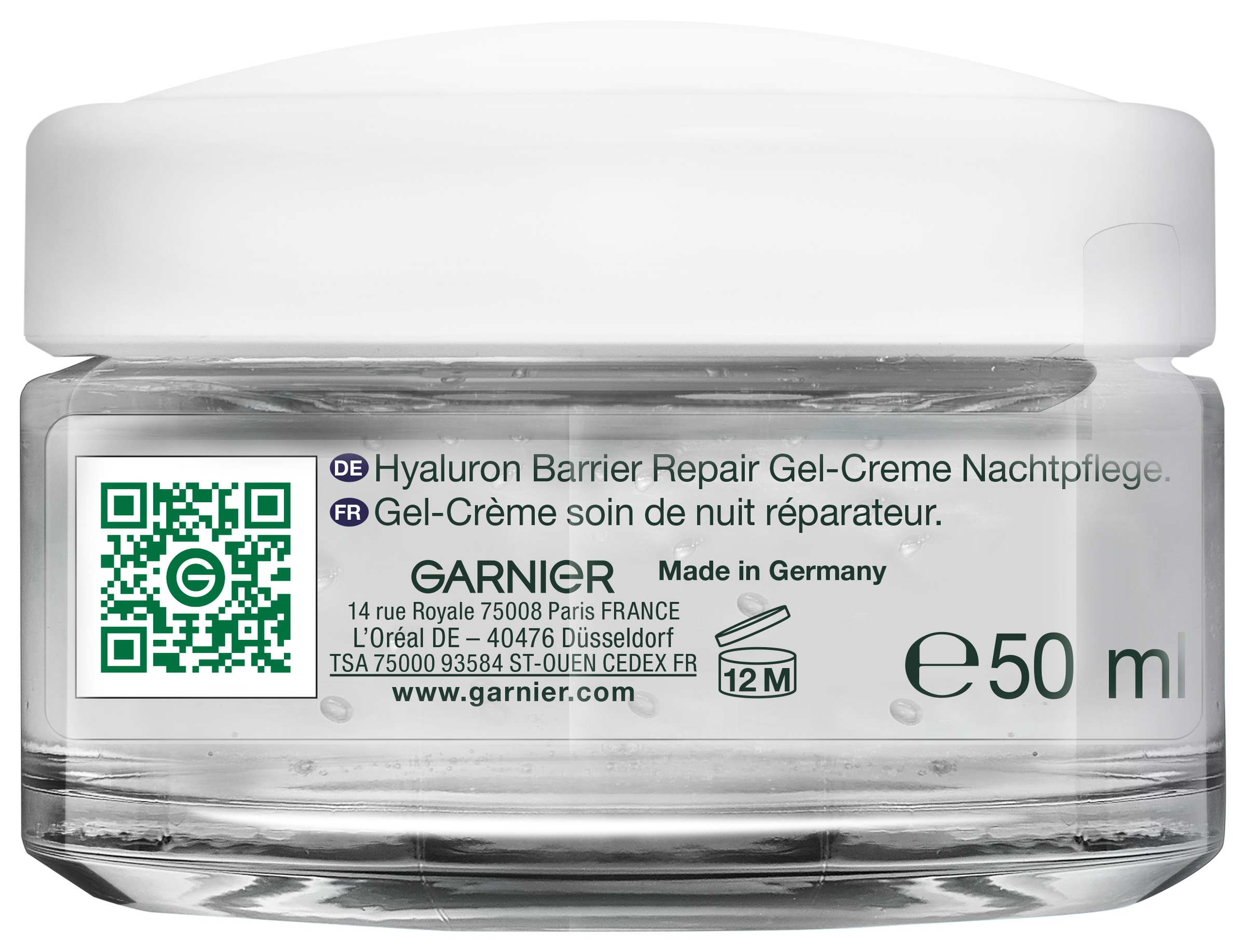 GARNIER Nachtcreme »Garnier Hyaluron Barrier Repair Gel-Creme Nachtpflege« feuchtigkeitsspendend, verbessert Regeneration