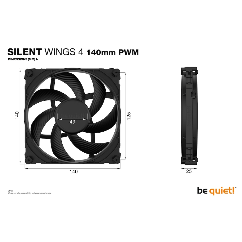 be quiet! Gehäuselüfter »SILENT WINGS 4, 140mm PWM«