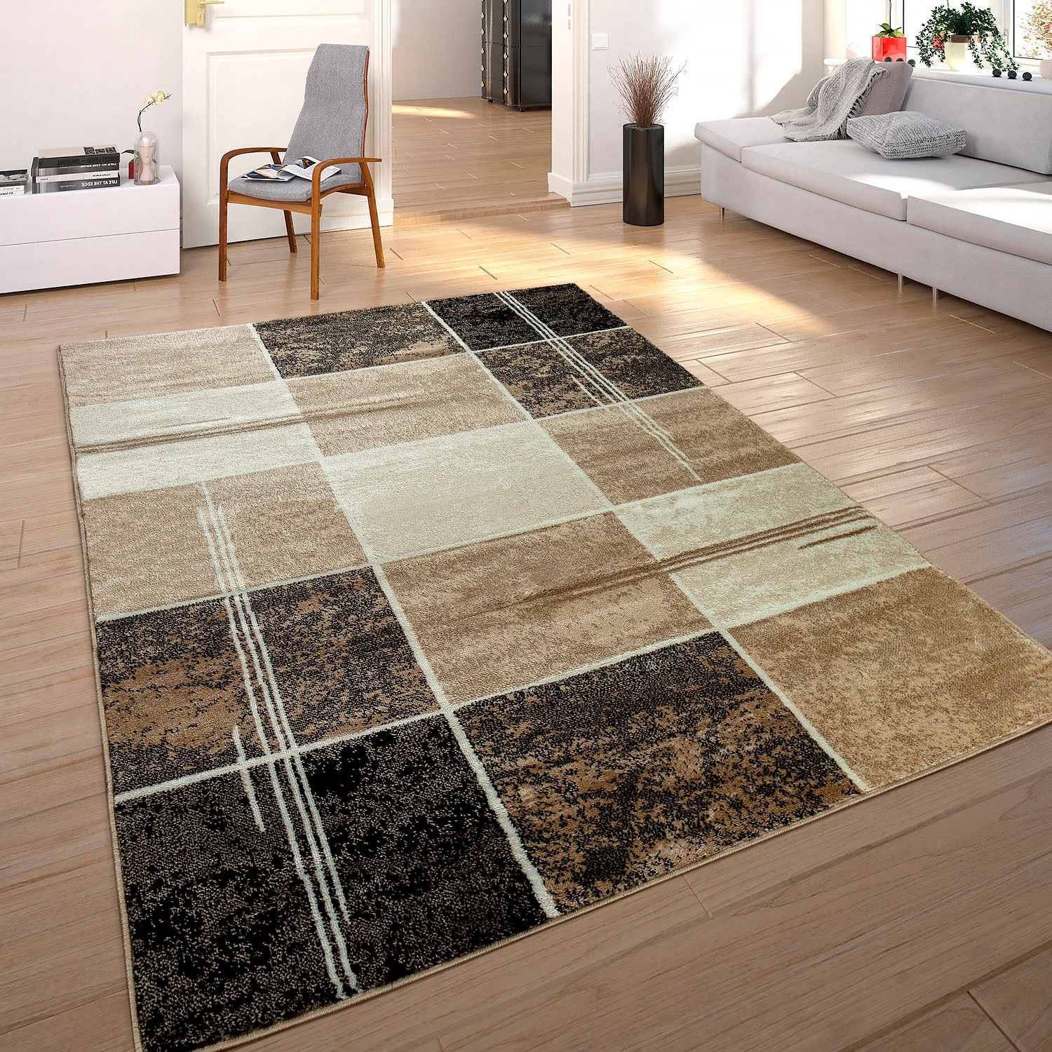 Paco Home Teppich »Sinai 057«, online Karo rechteckig, Schlafzimmer Optik, Kurzflor, im Marmor Muster ideal Flur & mit kaufen
