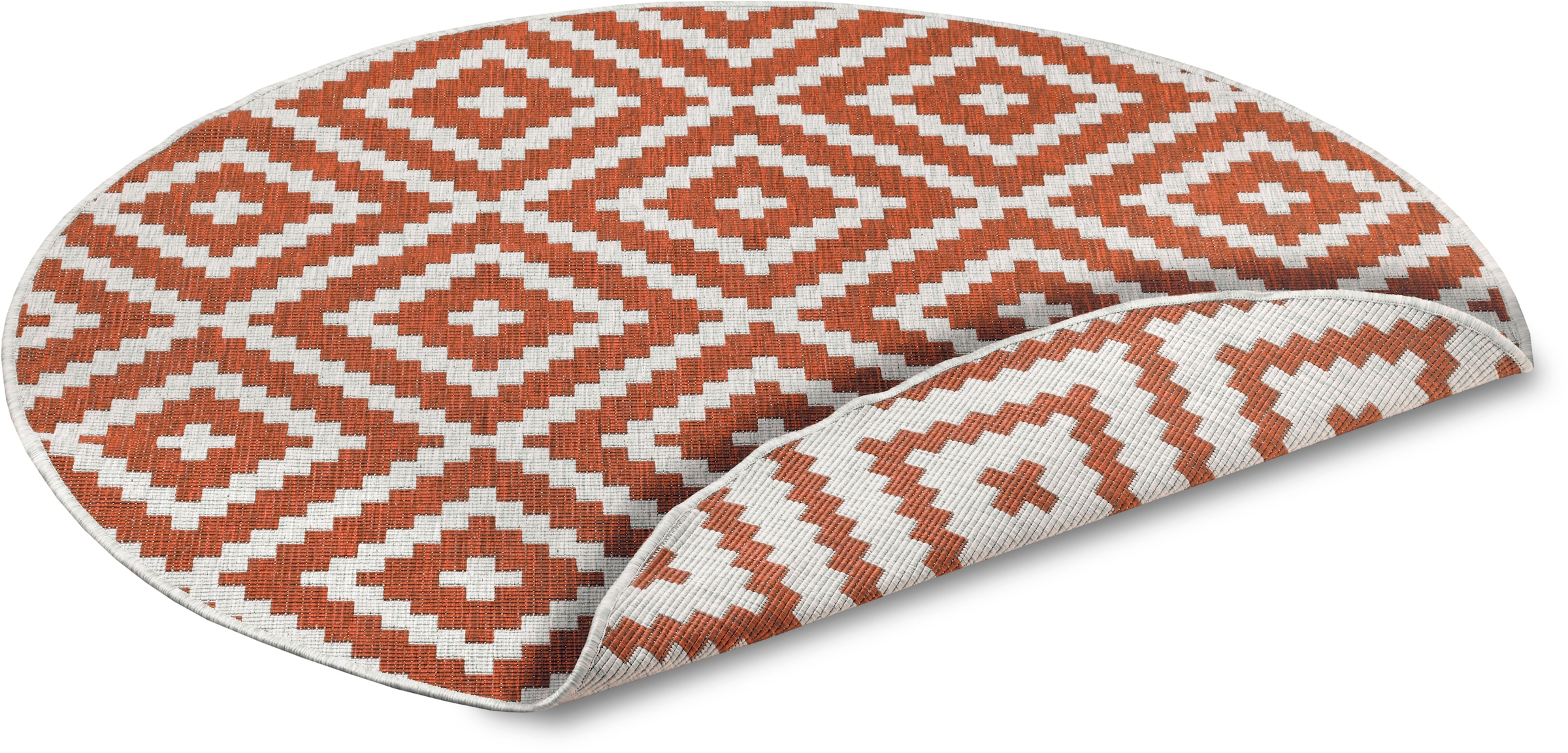 my home Teppich »Ronda Wendeteppich« rund 5 mm Höhe Sisal-Optik, Flachgewebe, In-  und Outdoor, geometrisches Boho Design