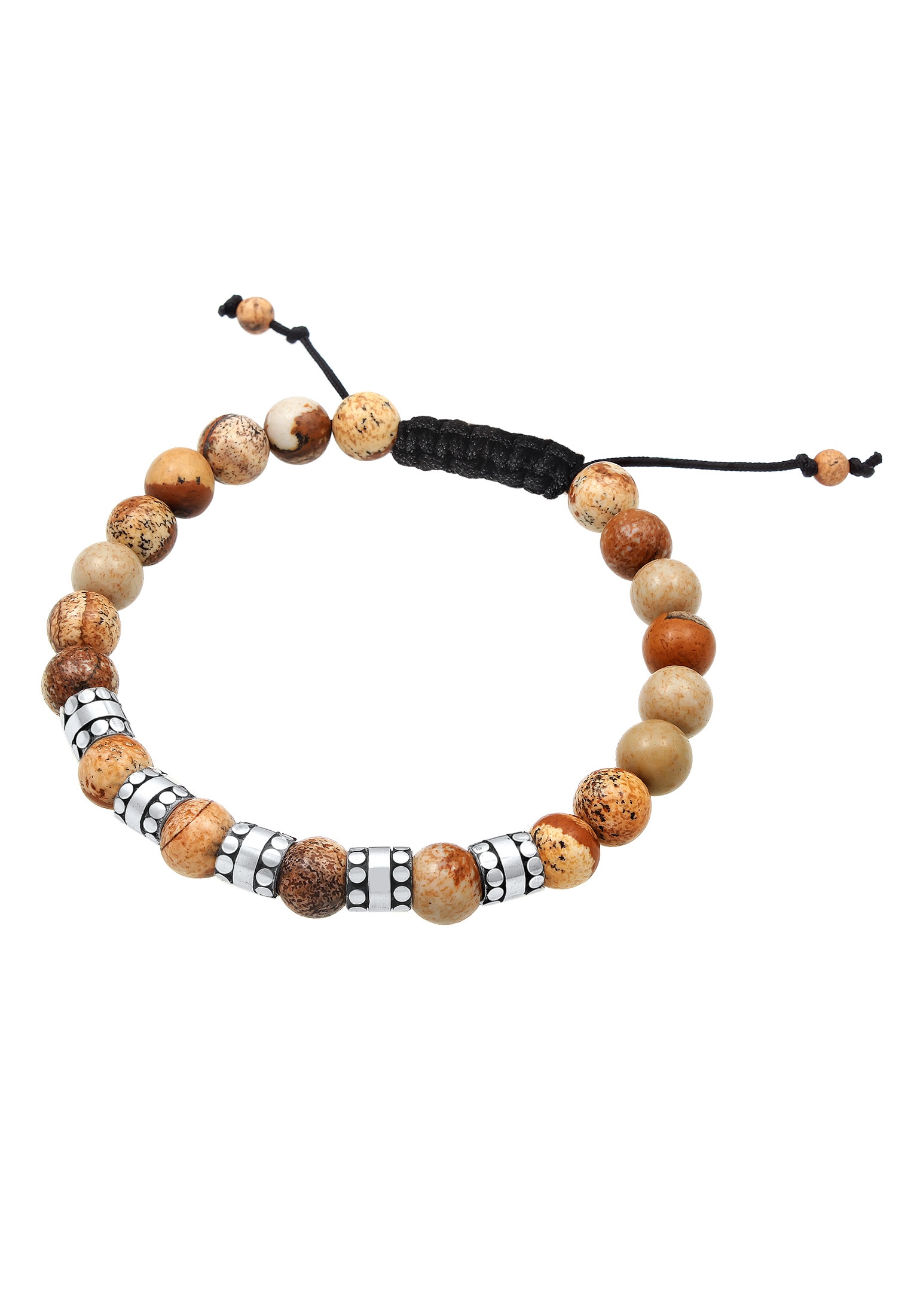 Kuzzoi Armkette »Armband Herren Achat Perlen Bead Jasper Look 925 Silber«