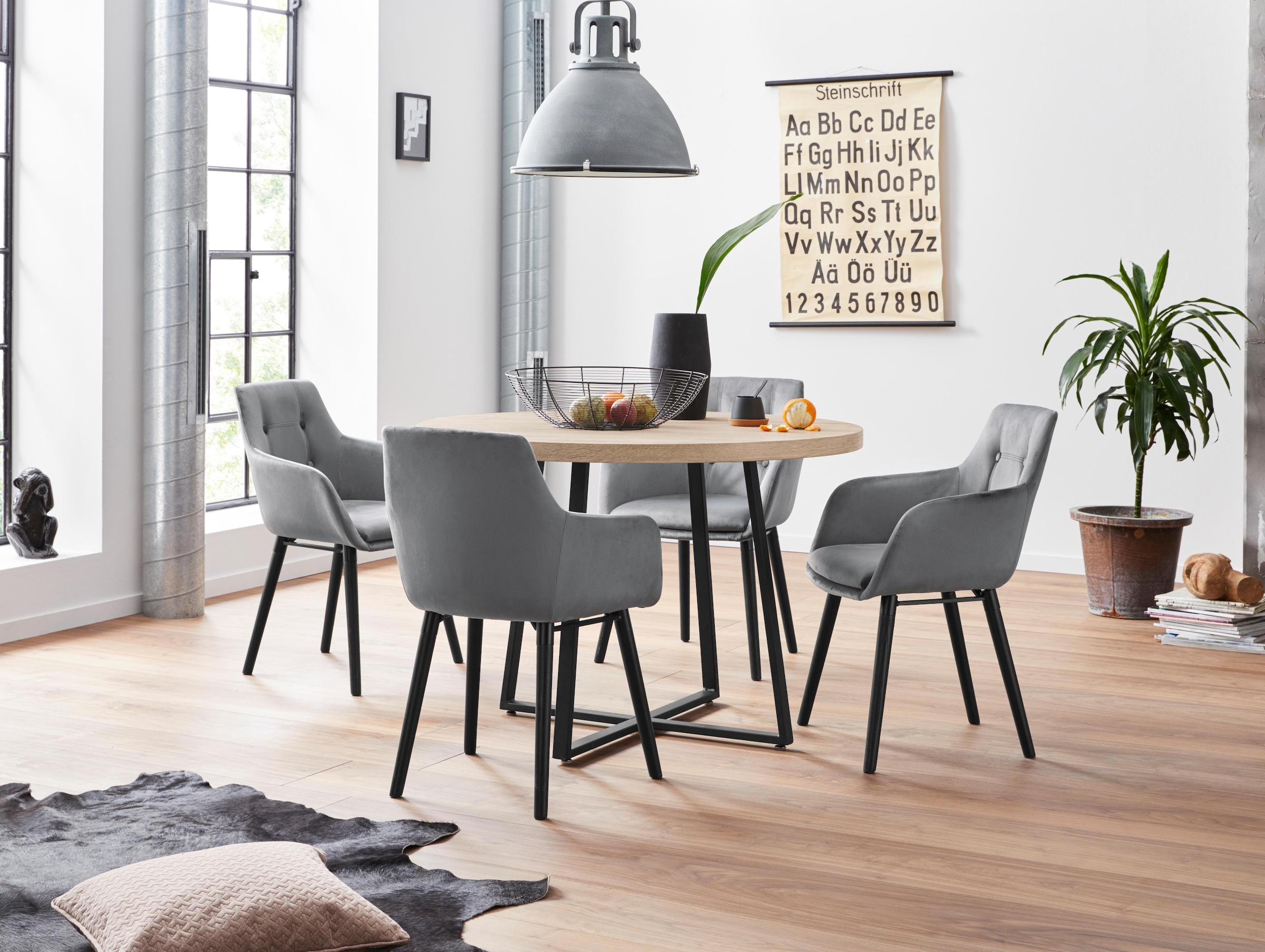 Home affaire Esstisch »Anja, TOPSELLER!«, (Esstisch, Küchentisch), Durchmesser 110 cm, Skandi Design, Metallgestell