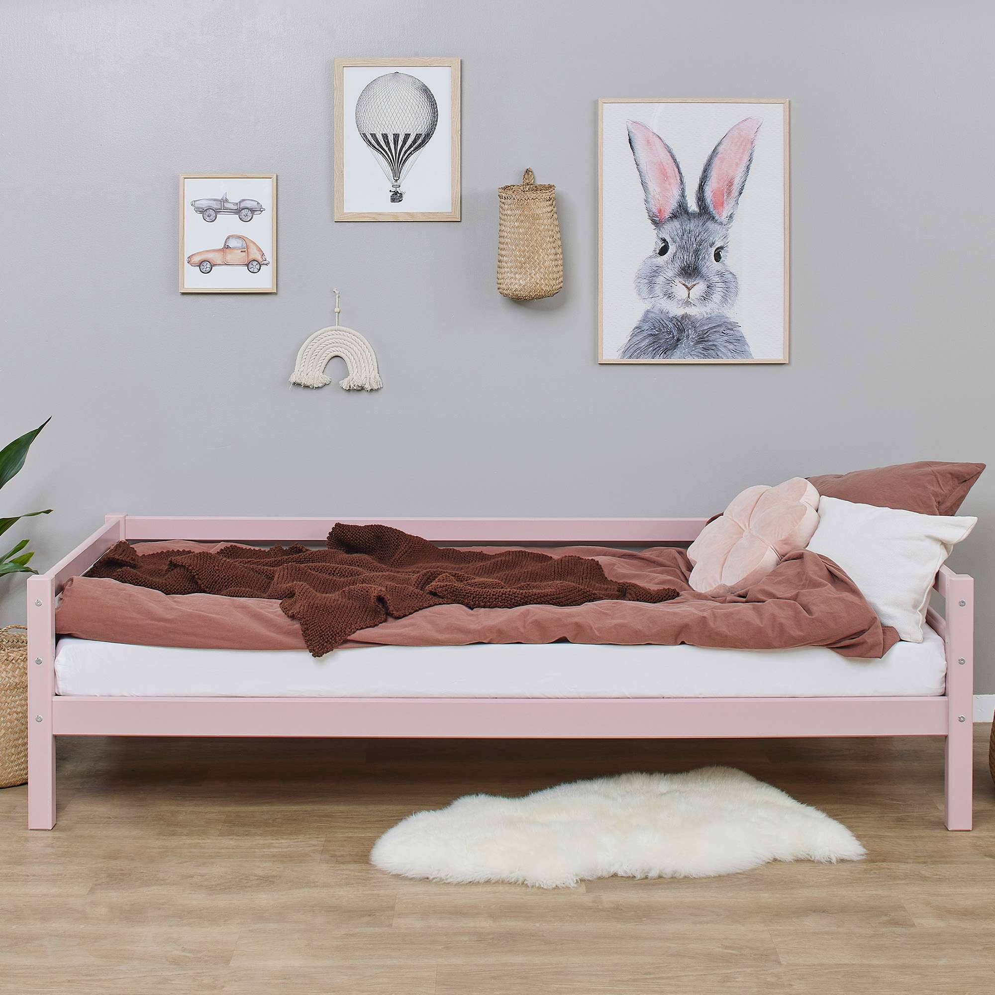 Hoppekids Daybett »Kinderbett ECO Dream, Einzelbett, Juniorbett 90x200«, (Bett), Weiß, Grün, Blau, Rosa, Grau