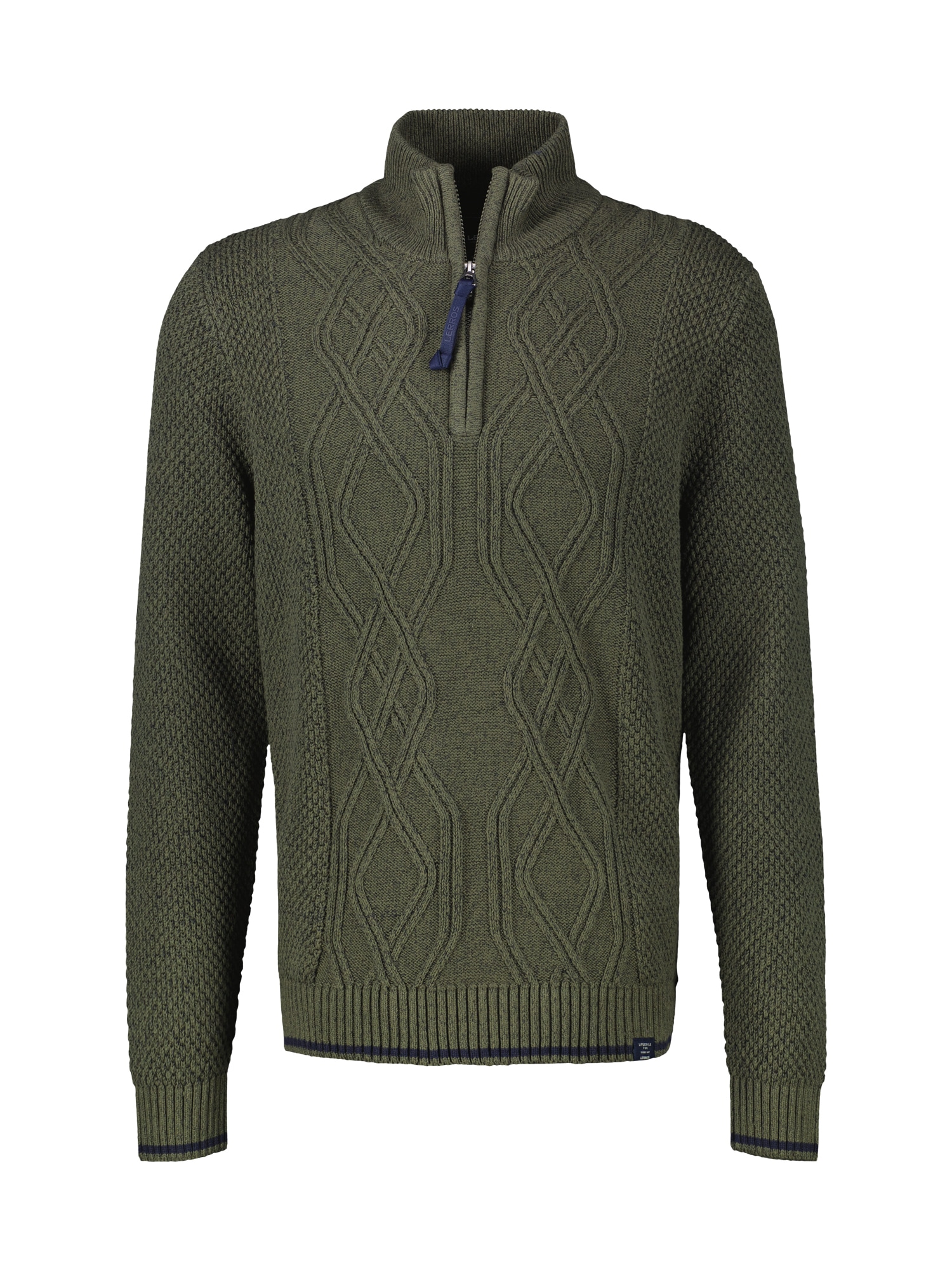 LERROS Strickpullover »LERROS Strickpullover mit Zopfmuster und Troyerkragen«