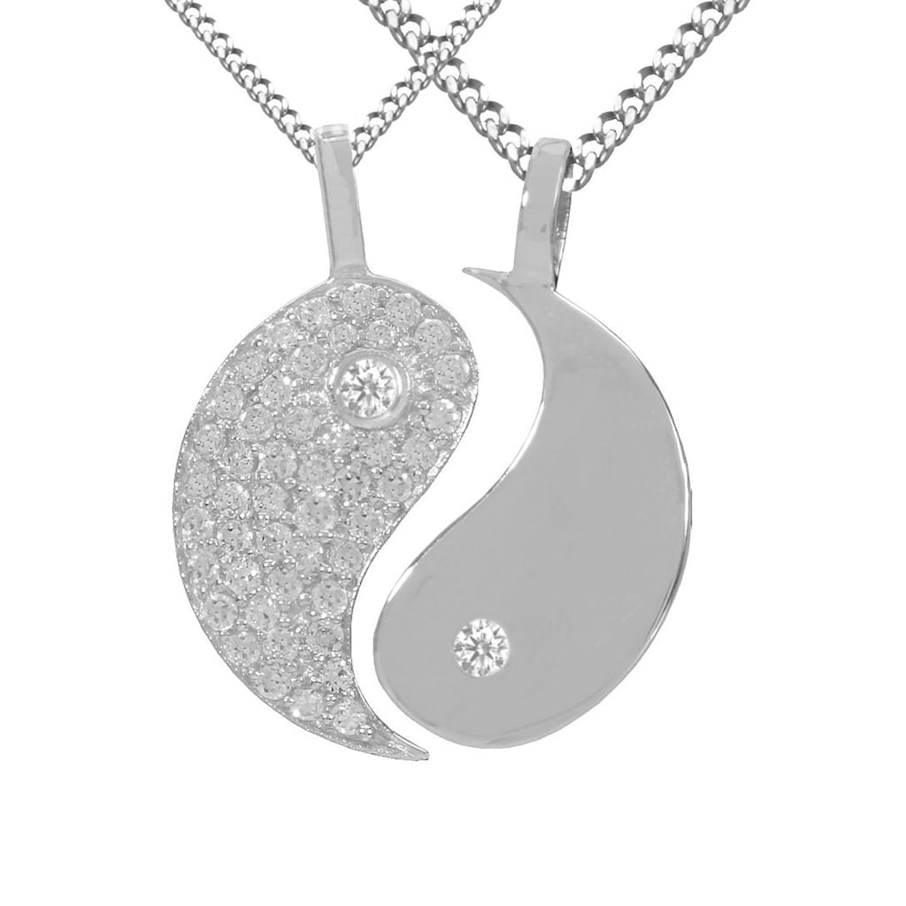 Firetti Kette und Anhänger Set »Multipack Partner Schmuck Geschenk Silber 925 Halsketten "Ying Yang"«, (Set, 4 tlg.), mit Zirkonia (synth.)