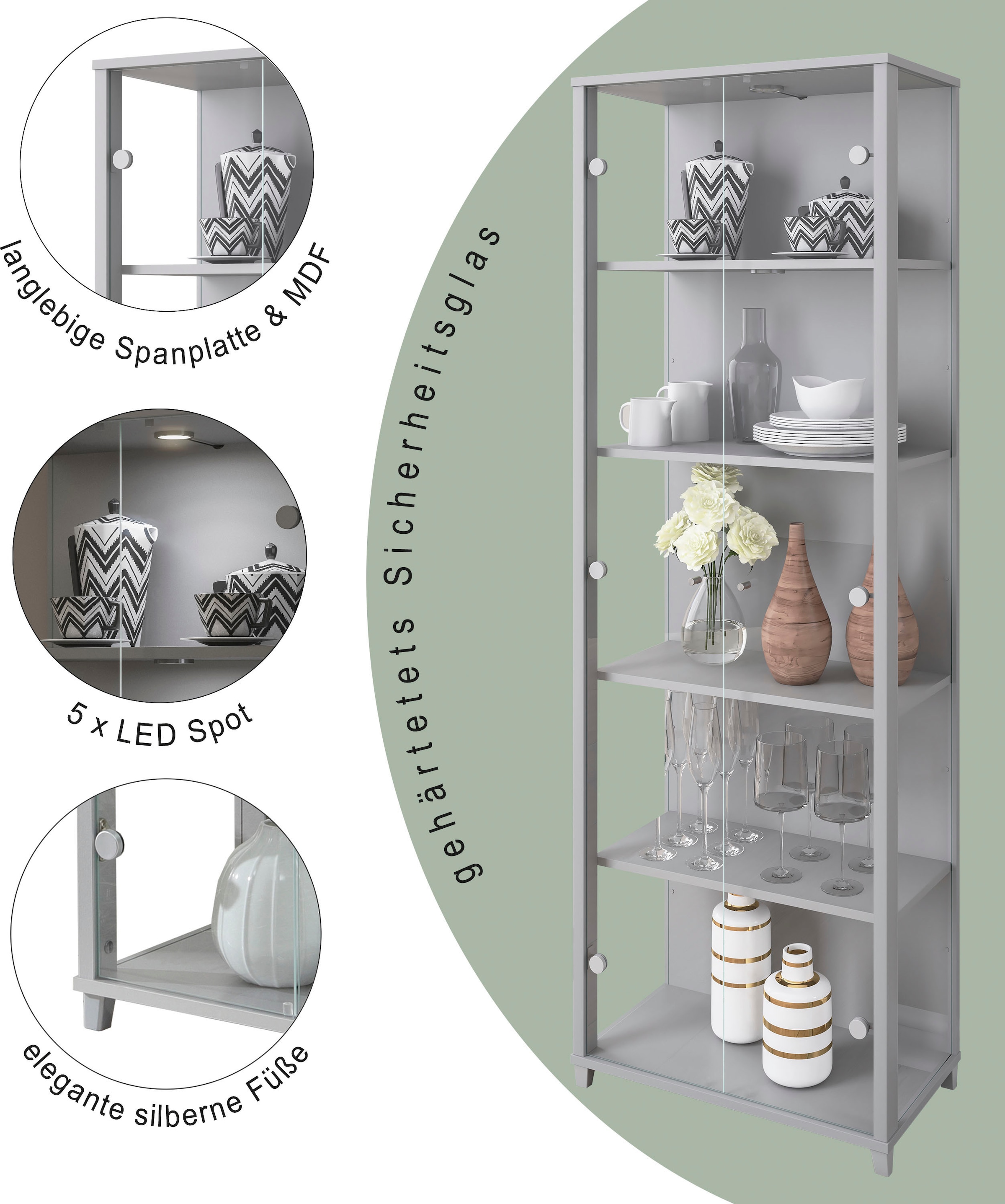 fif möbel Vitrine »OPTIMA«, Standvitrine, Vitrinenschrank, Glasvitrine, Sammlervitrine