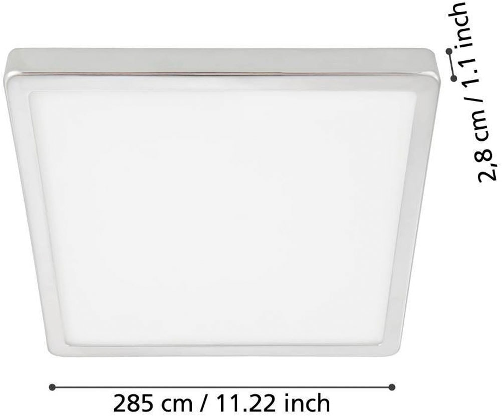 EGLO Deckenleuchte »FUEVA 5 Deckenlampe, IP44, geringe Aufbauhöhe, 20 Watt, Quadrat« LED-Modul 1 Stk. Neutralweiß Aufbauleuchte, Badezimmer, Bad-Deckenlampe, modern,  28,5x28,5x2,8cm