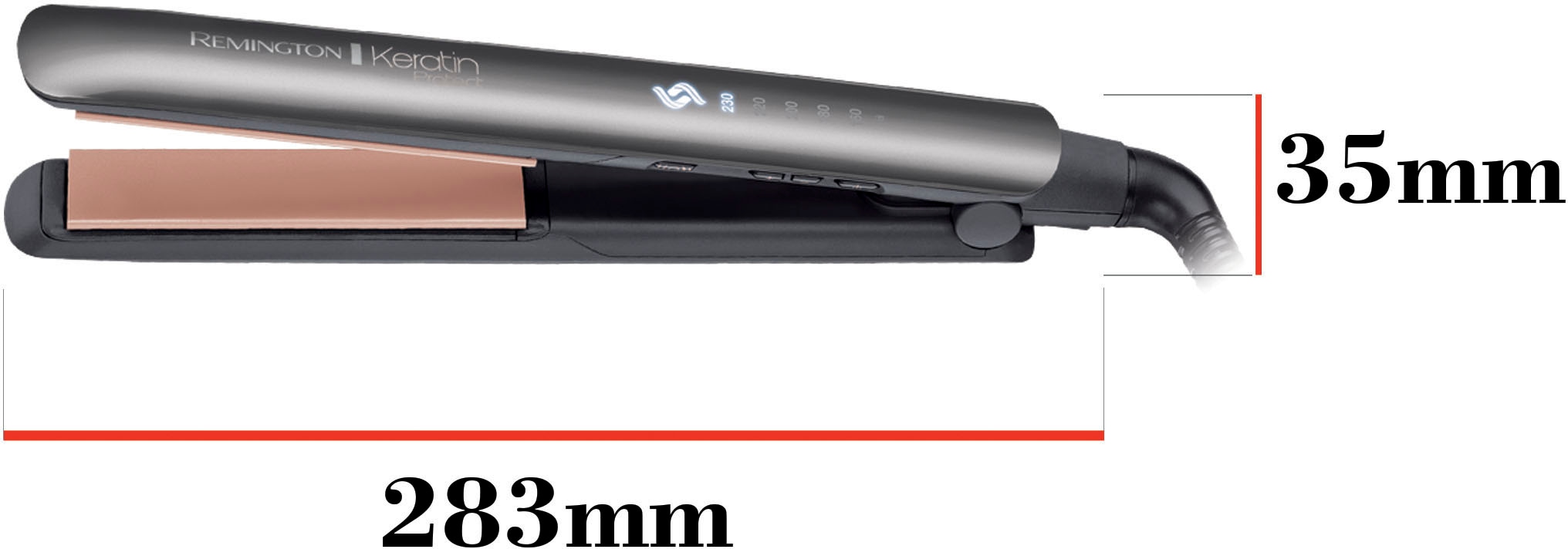 Remington Glätteisen »Keratin Protect, S8598, Haarglätter«, Keramik-Beschichtung mit Keratin und Mandelöl, 3 x mehr Schutz/Hitzeschutzsensor,haarschonend