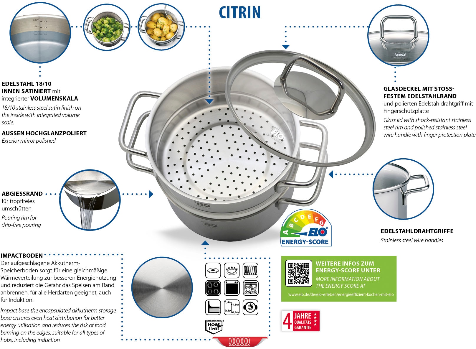 Elo Dampfgartopf 1 Stk. tlg. Edelstahl 18/8