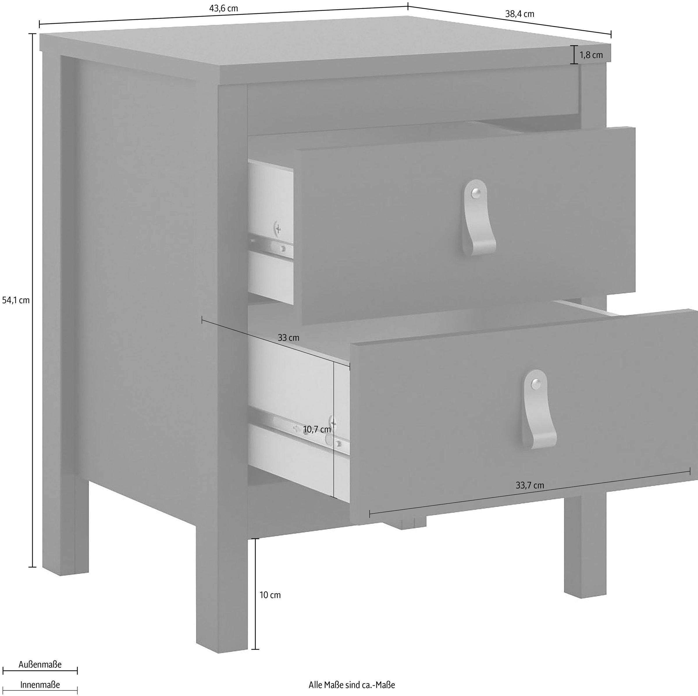 Home affaire Nachttisch »Nachtkommode, Nachtschrank, Beistelltisch«, mit 2 Schubladen, Breite 44 cm, Höhe 54 cm