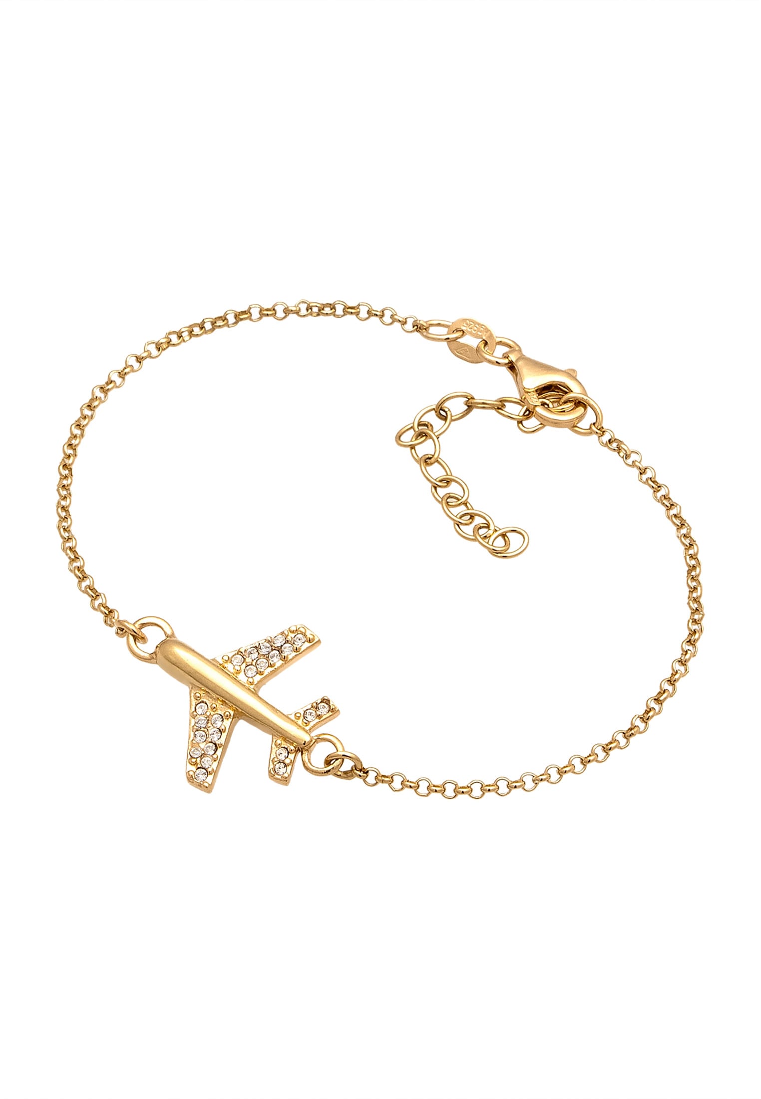 Elli Armkette »Armband Flugzeug mit Glas Kristalle Weiß 925 Sterling Silber«