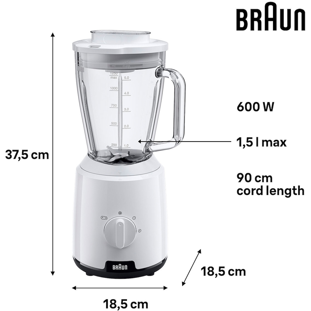 Braun Standmixer »PowerBlend 1 JB 1050 WH«, 600 W