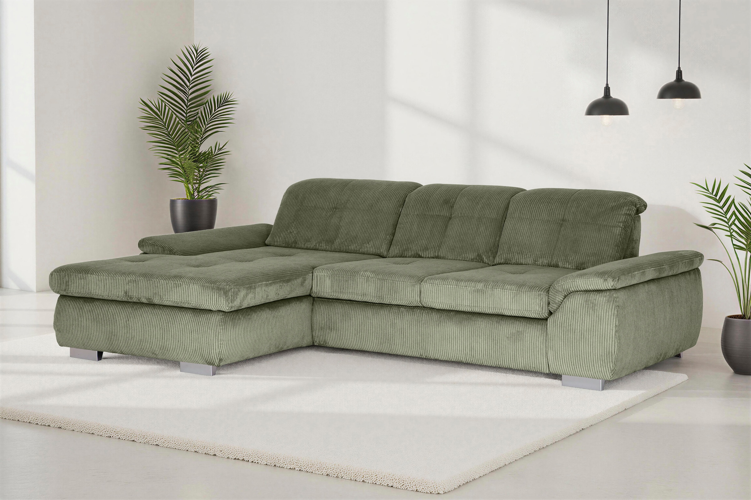 Die PlanBar Ecksofa »MP-IN16037 L-Form, Breite 289 cm, mit Kaltschaum-Polsterung« mit Sitztiefenverstellung & Zierkissen