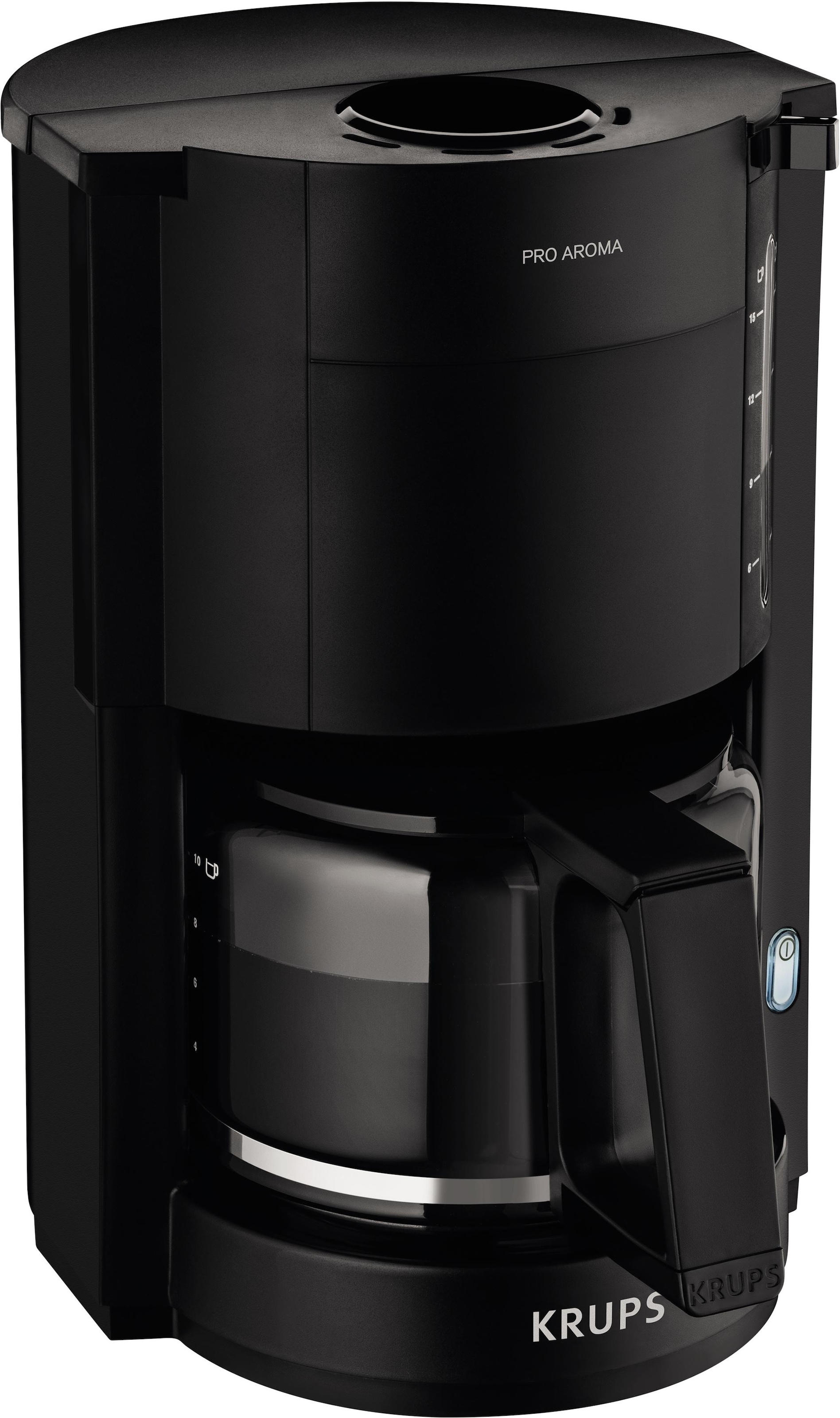 Krups Filterkaffeemaschine »F30908 Pro Aroma«, Schwarz Garantie 10-15 Füllmenge, Glaskanne, mit mit Tassen, XXL 1,25L 3 Jahren 1050W