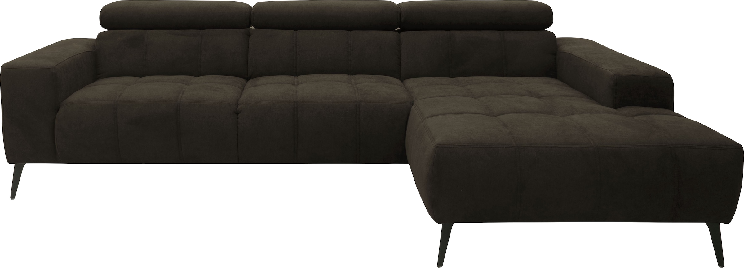 DOMO collection Ecksofa »Trento L-Form, mit Kufenfuß oder Einzelfuß«, wahlweise mit Kopfteilverstellung, Recamiere links/rechts bestellbar