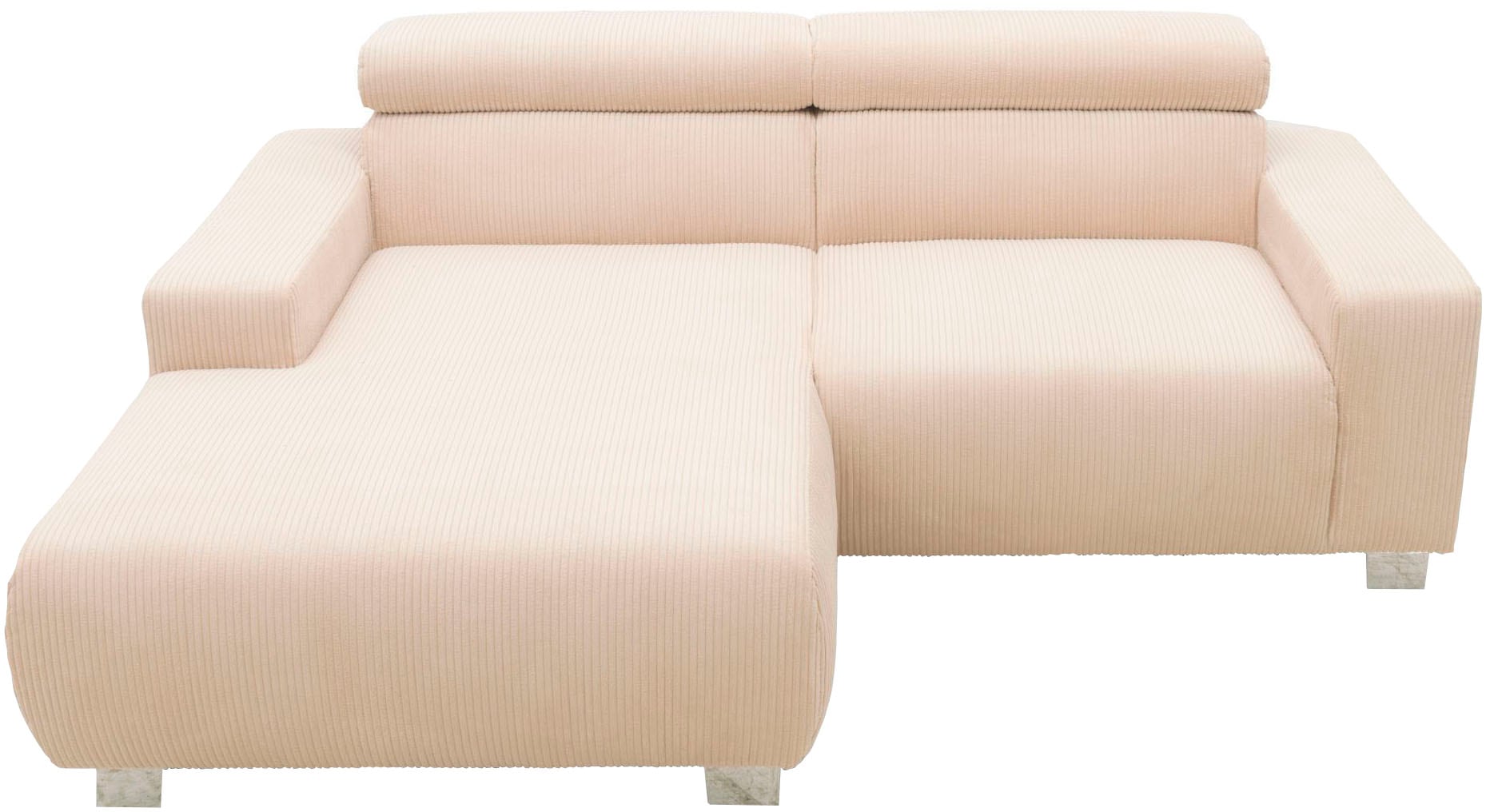 DOMO collection Ecksofa »100030 inkl. Kopfteilverstellung, guter Sitzkomfort, Cordbezug, L-Form« mit komfortabler Wellenunterfederung, ideal für kleine Räume