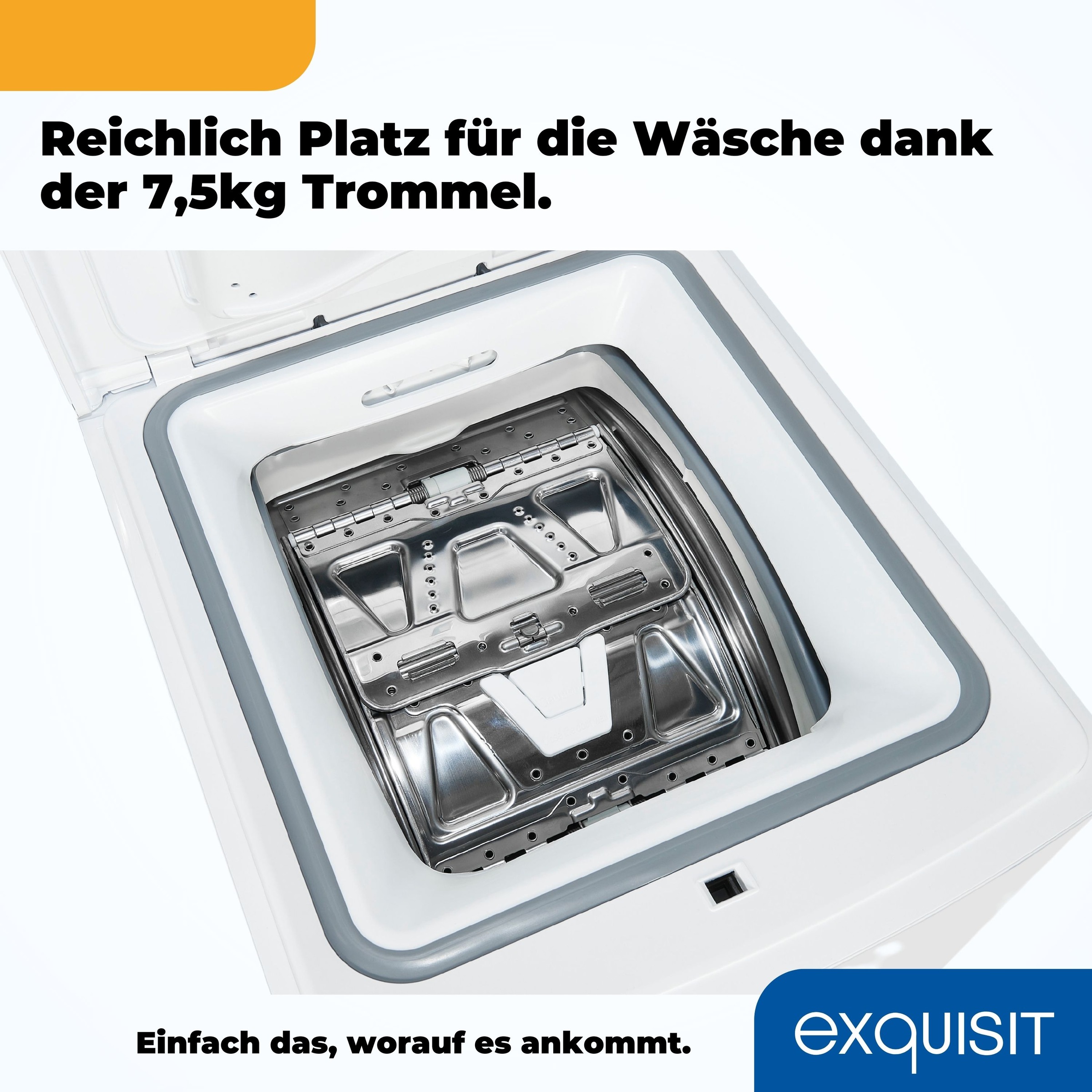 exquisit Waschmaschine »LTO1207-030Aweiss«, 7,5 kg, 15 Programme, Restlaufzeitanzeige, Kindersicheruing