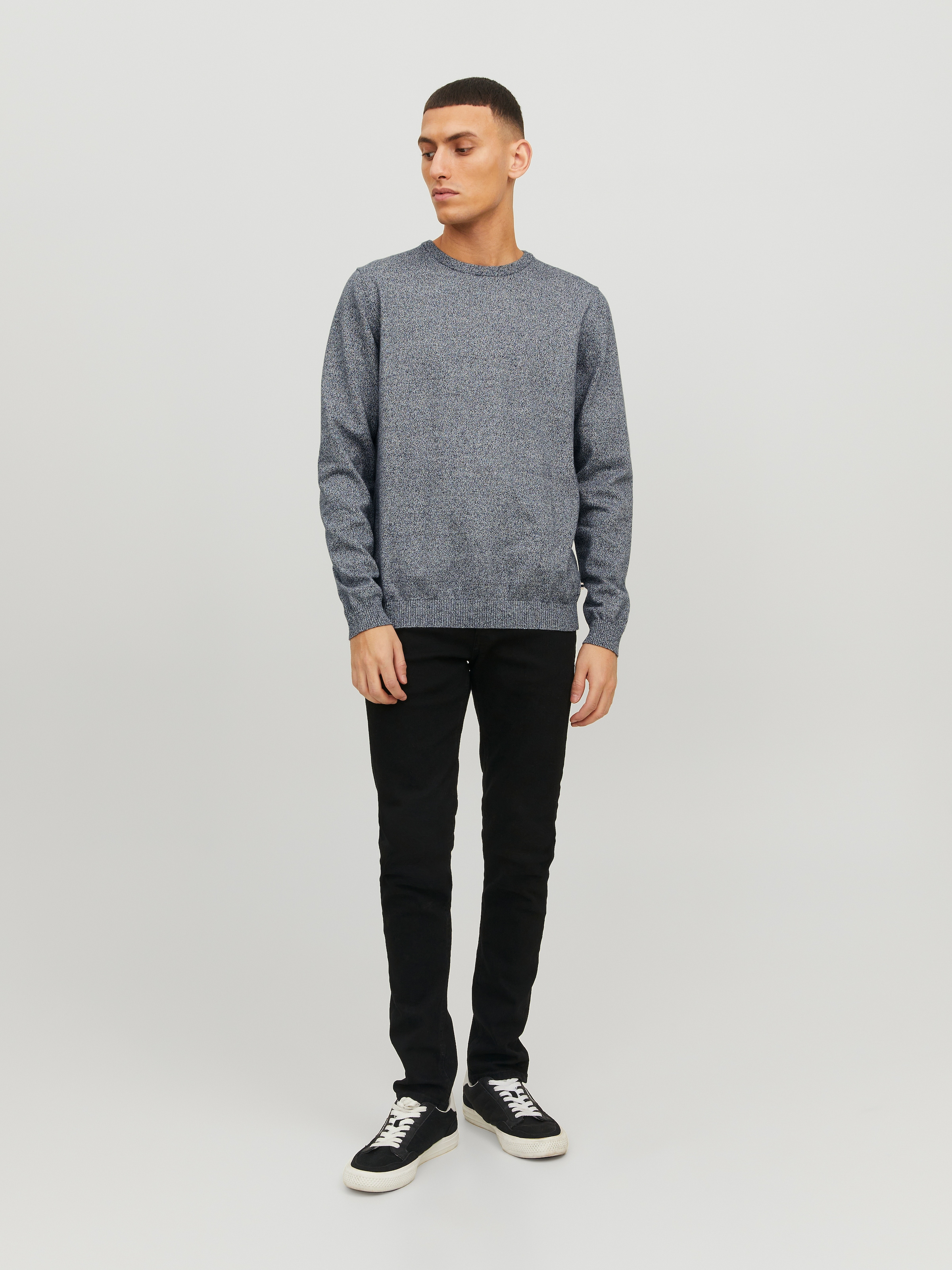 Jack & Jones Rundhalspullover »JJEBASIC mit Rundhals, ideal für Job und Freizeit«, unifarben, modisch, slim fit, Baumwolle, Rundhals
