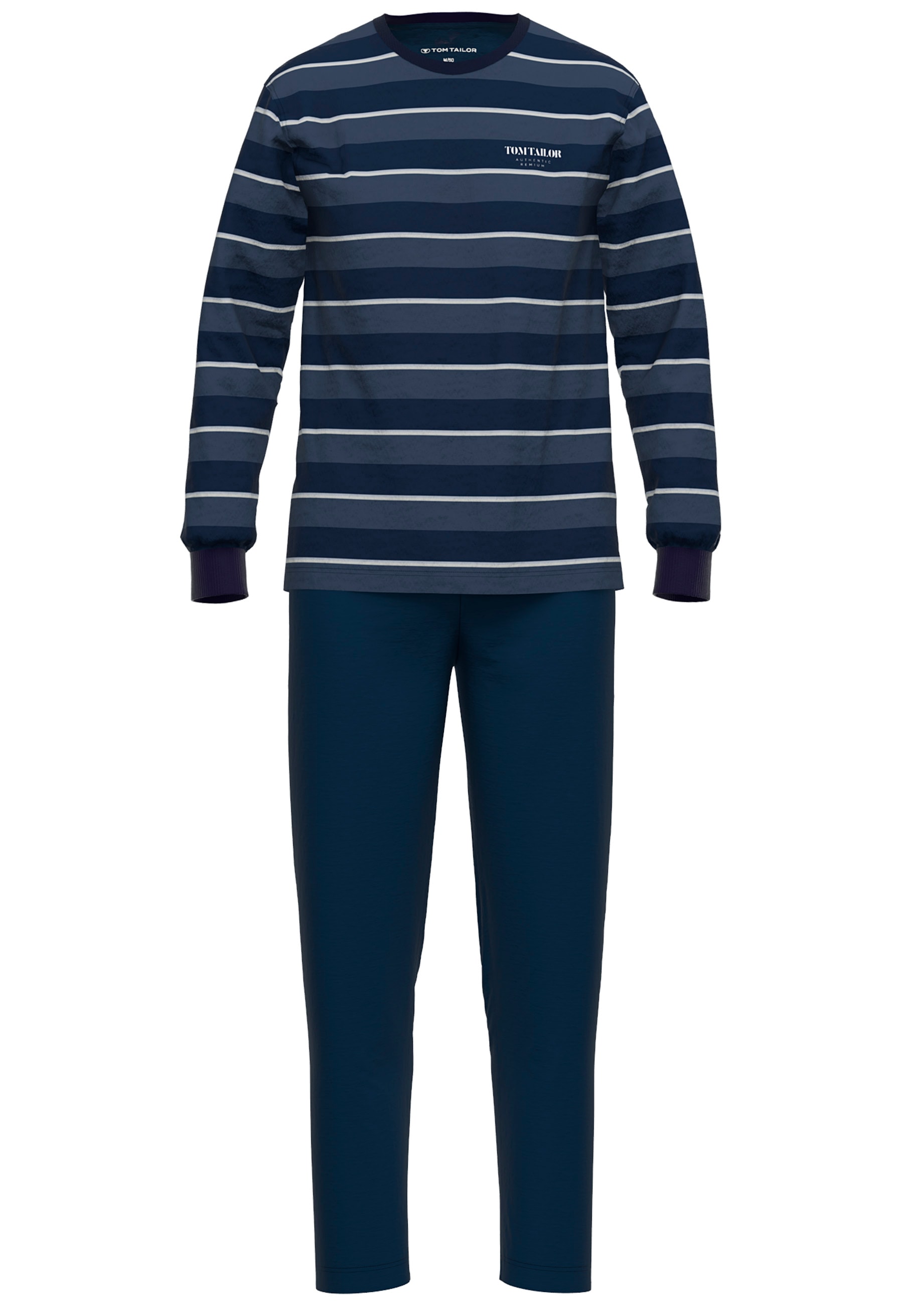 TOM TAILOR Schlafanzug »Rhodos« 2 tlg. Langarm, Rundhalsausschnitt, gestreift, basic, Baumwolle