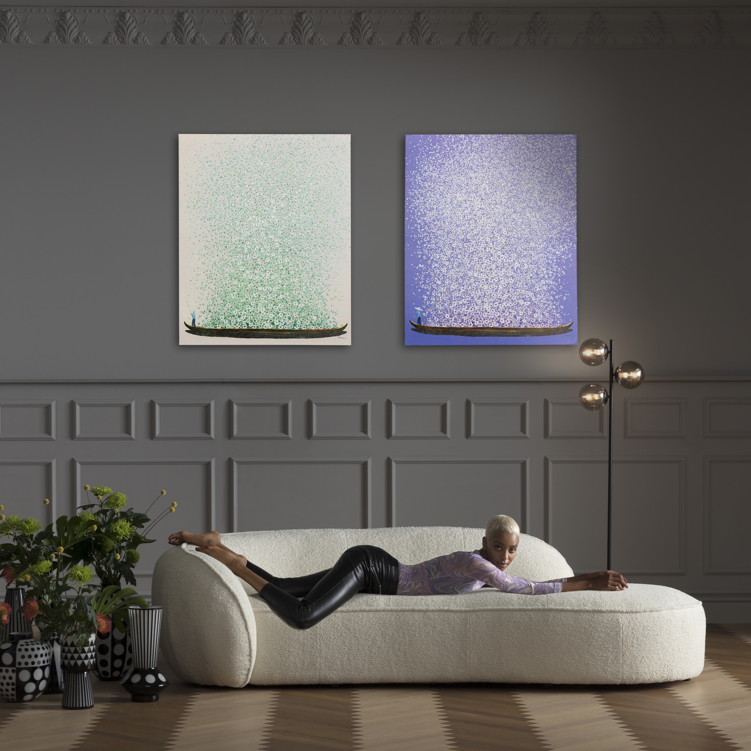 Kare Design Leinwandbild »Leinwandbild Flower Boat Beige Grün 80«