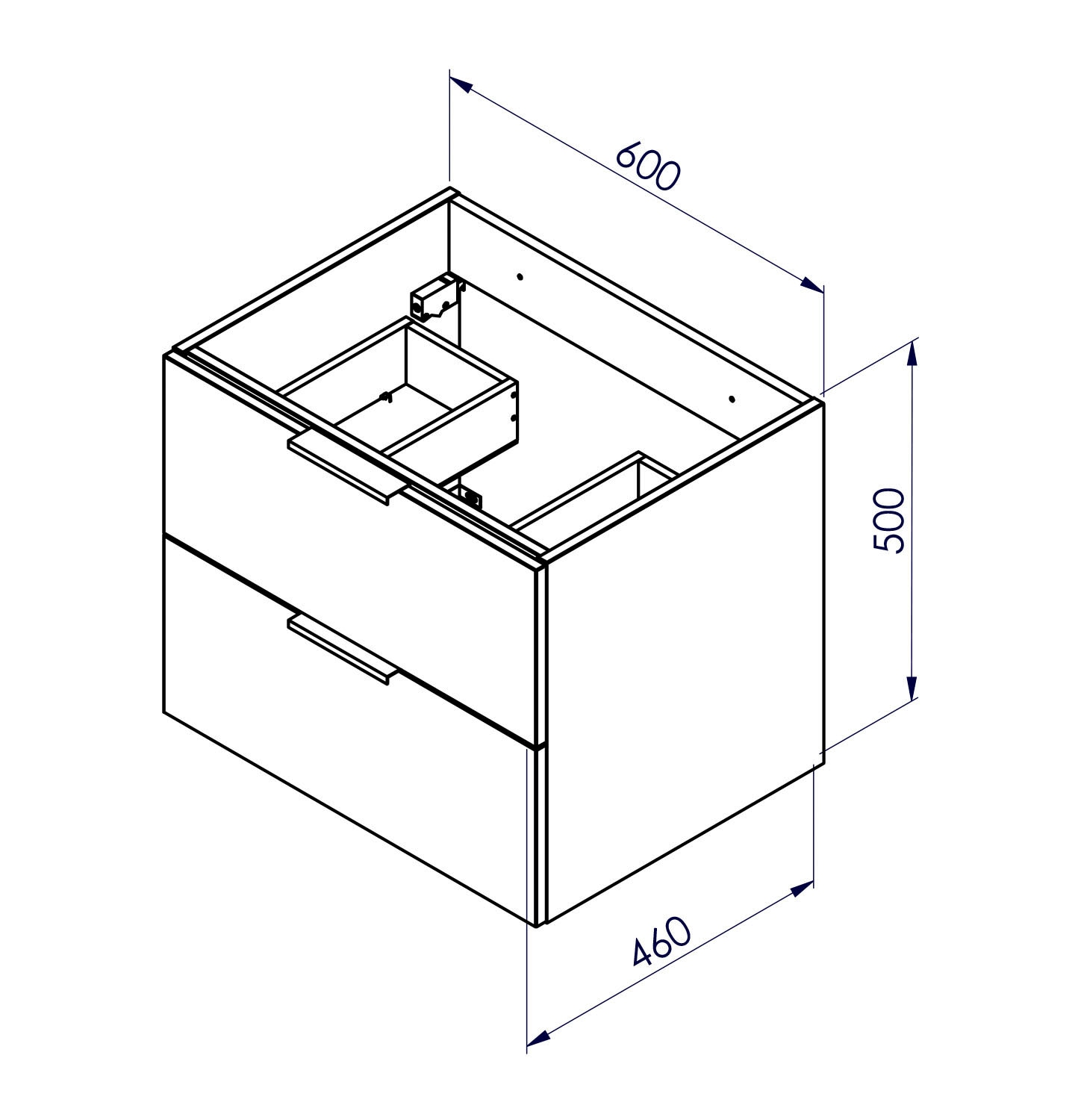 welltime Waschtisch »Athen Badezimmerschrank mit Softclose Funktion WC Bad 60 cm«, Waschplatz mit 2 Schubladen und Waschbecken Badmöbel Unterschrank