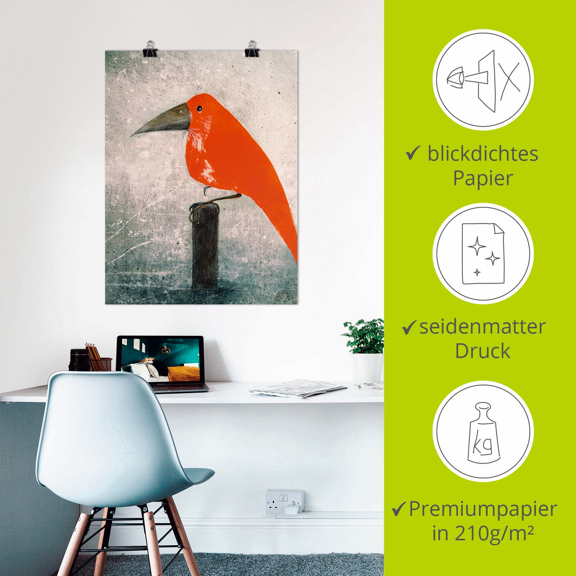 Artland Wandbild »Der Rote Vogel«, Vögel, (1 St.), als Leinwandbild, Poster in verschied. Größen