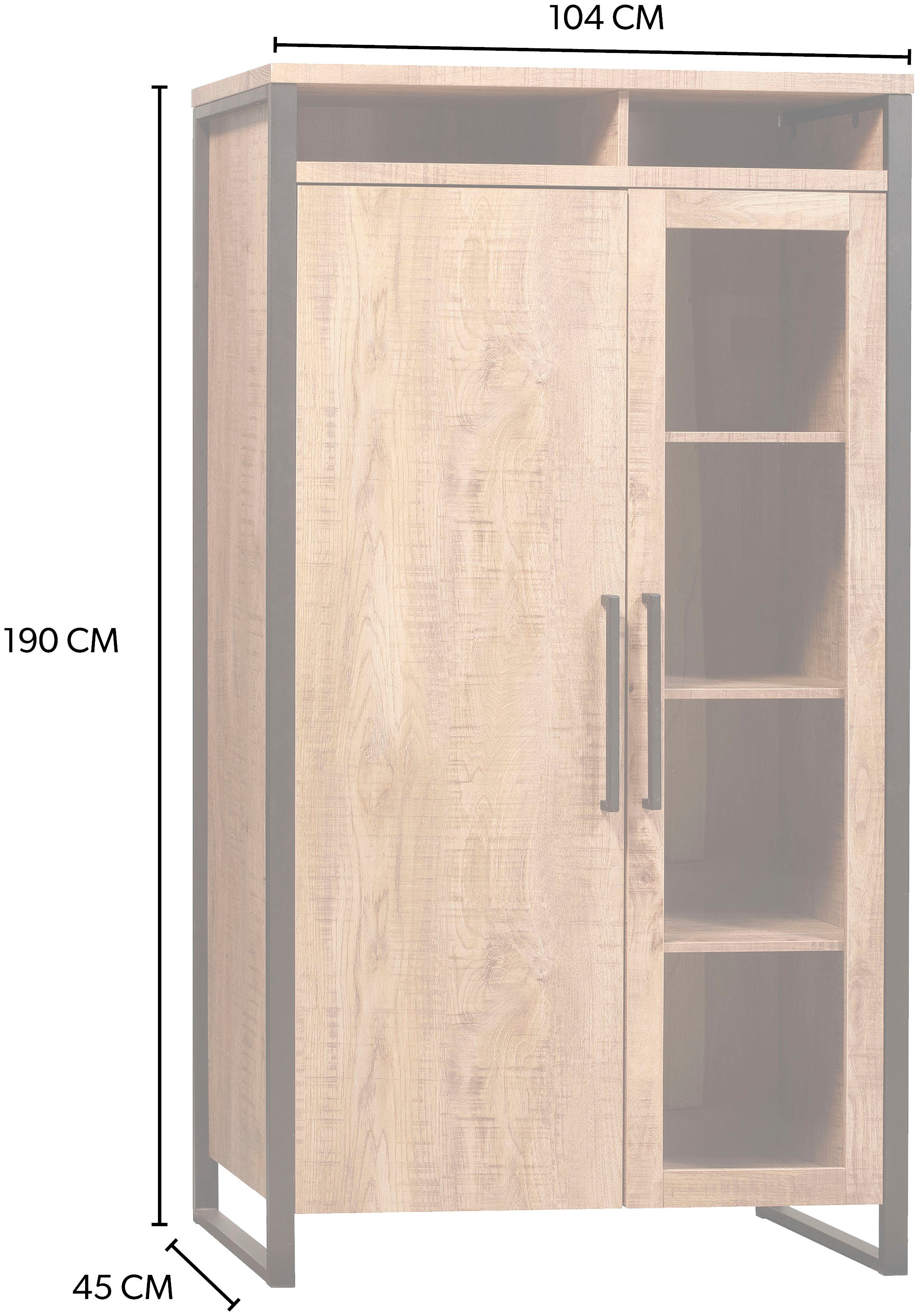 OMG Design Vitrine »Carriba Wohnzimmerschrank« Höhe 190 cm, mit Soft-Close