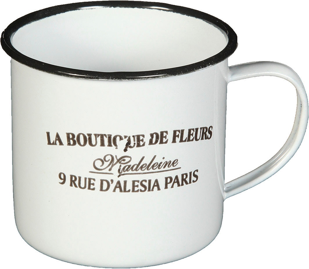 Ambiente Haus Tasse "Becher DE FLEUR aus Emaille in Antikweiß"