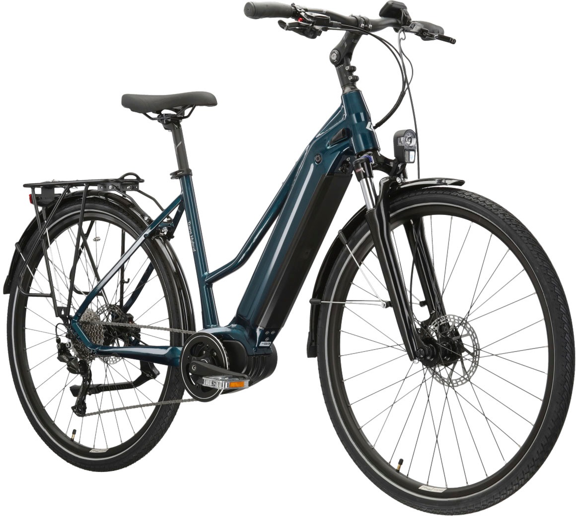 Kross E-Bike »KROSS E-Trekkingrad Damen Trans 5.0 28" türkis 9 Gänge«, 9 Gang, Shimano, ALIVIO M3100, Mittelmotor 250 W, Pedelec, Elektrofahrrad für Damen