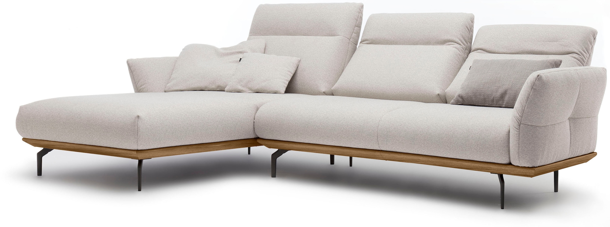 Creation BY ROLF BENZ Ecksofa »CR.460« Sockel in Nussbaum, Winkelfüße in Umbragrau, Breite 298 cm