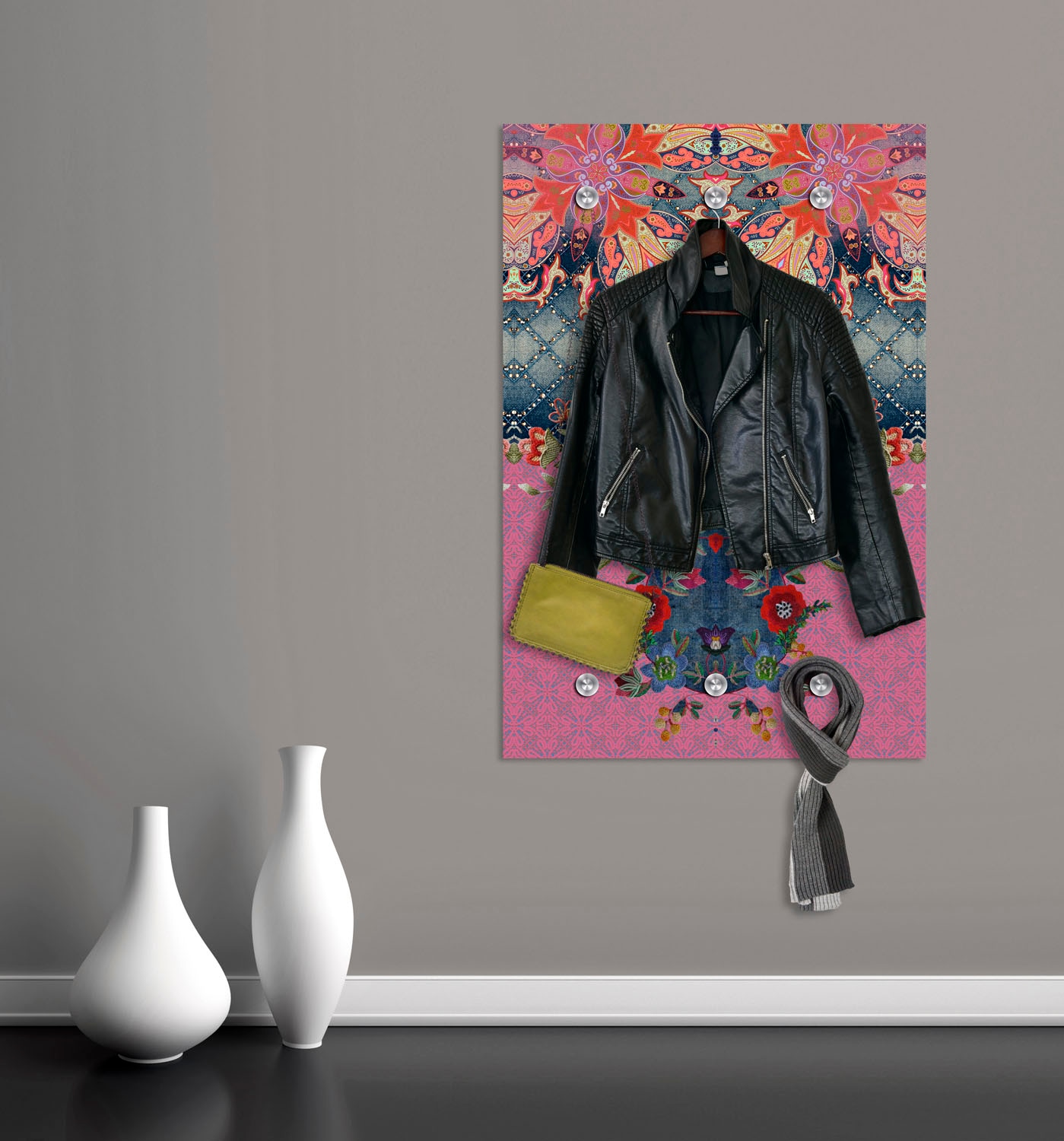 queence Garderobenleiste »Blumen«, mit 6 Haken, 80 x 120 cm