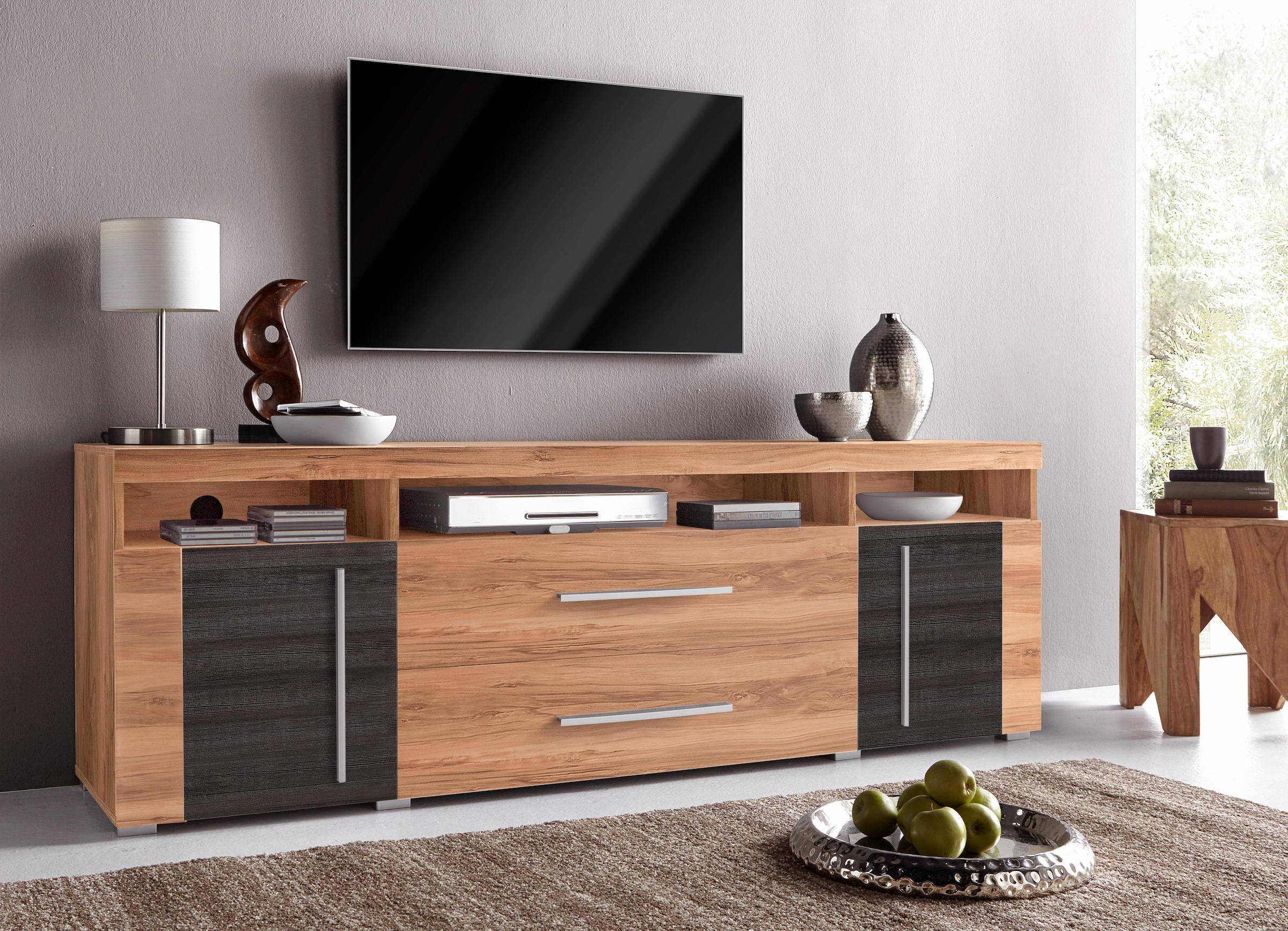 INOSIGN Lowboard »Roger,Breite 182 cm, stilvolle TV-Kommode, 2Türen 2 Schubladen«, TV-Schrank mit viel Stauraum, TV-Board