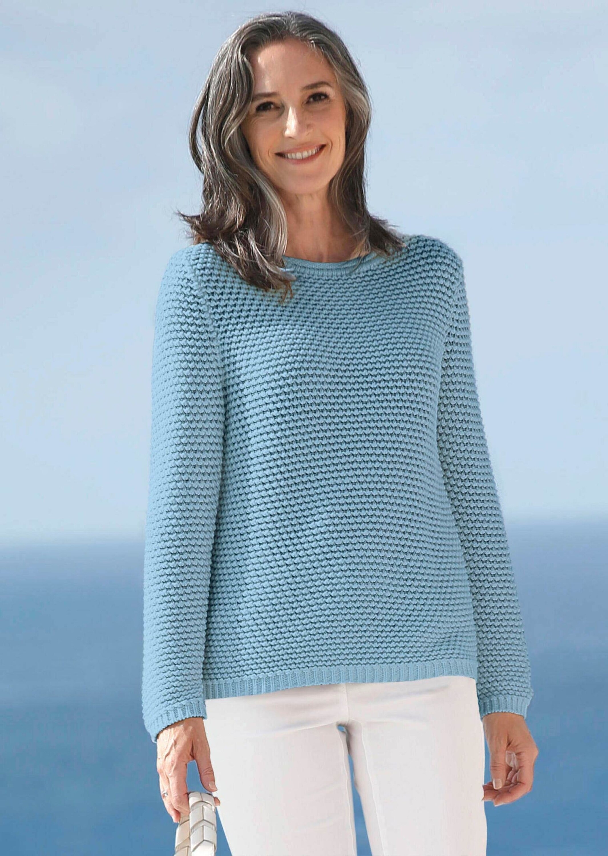 GOLDNER Strickpullover »Kurzgröße Pullover mit schönem Ajourmuster«