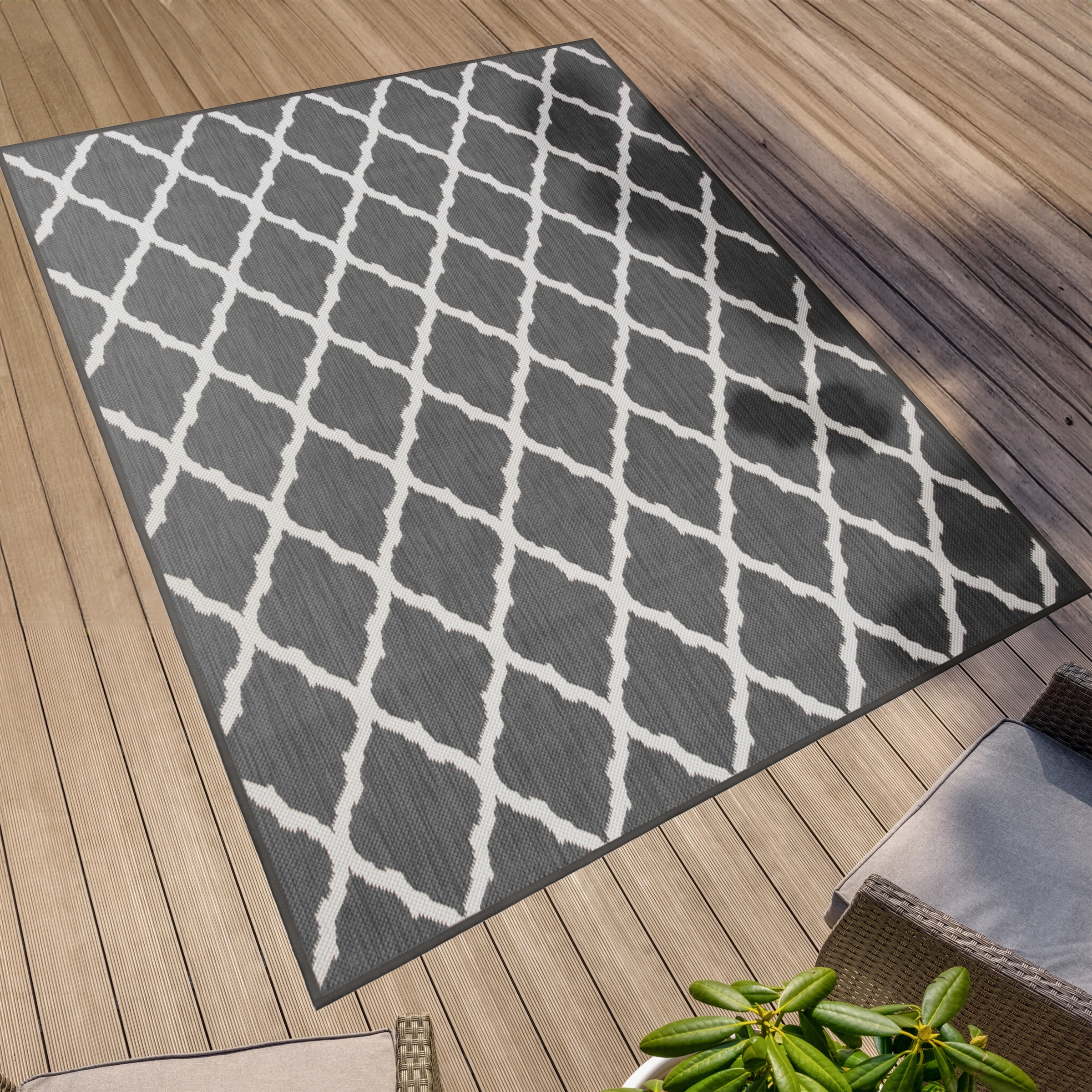 Primaflor-Ideen in Textil Teppich »Outdoorteppich REVERSO - Round Rhombus«, rechteckig, 5 mm Höhe, Wendeteppich, Rauten Design, In- und Outdoor geeignet, wasserfest